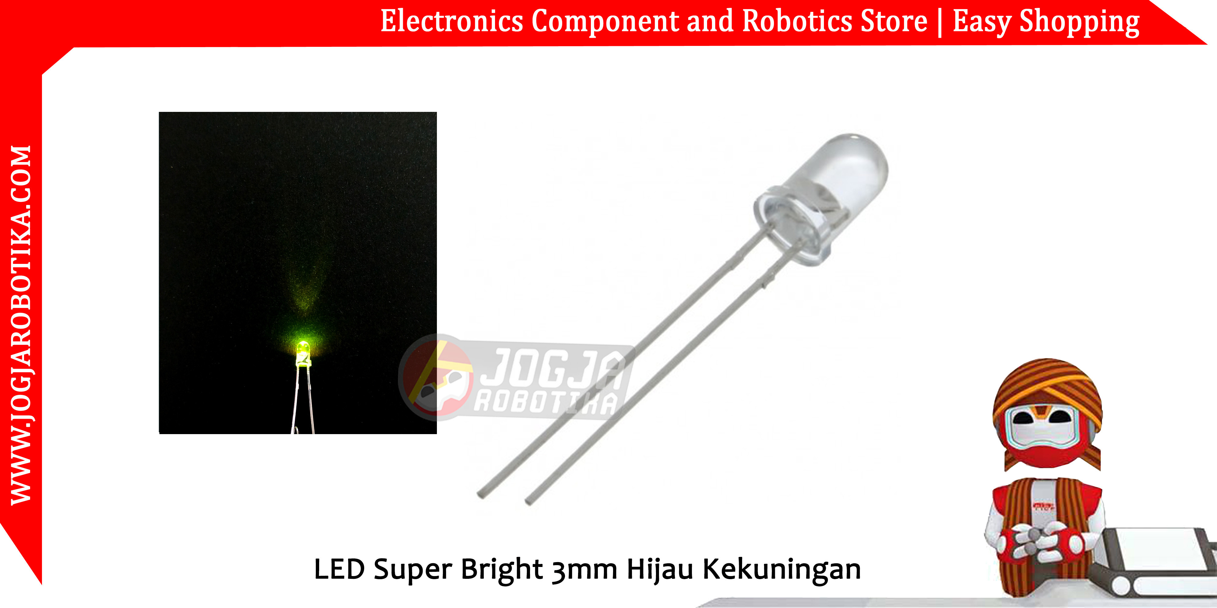 LED Super Bright 3mm Hijau Kekuningan