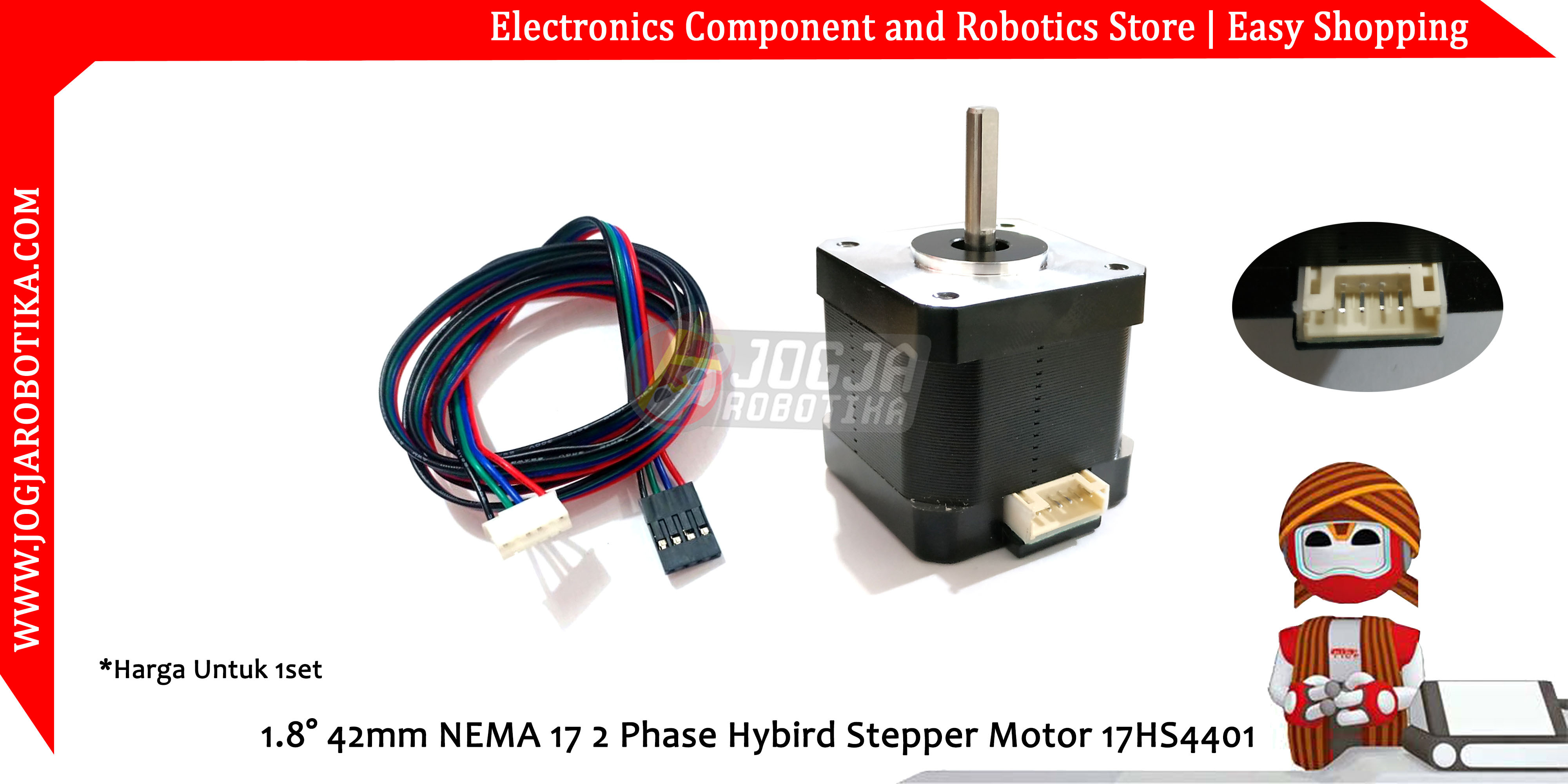 1.8° 42mm NEMA 17 2 Phase Hybird Stepper Motor 17HS4401