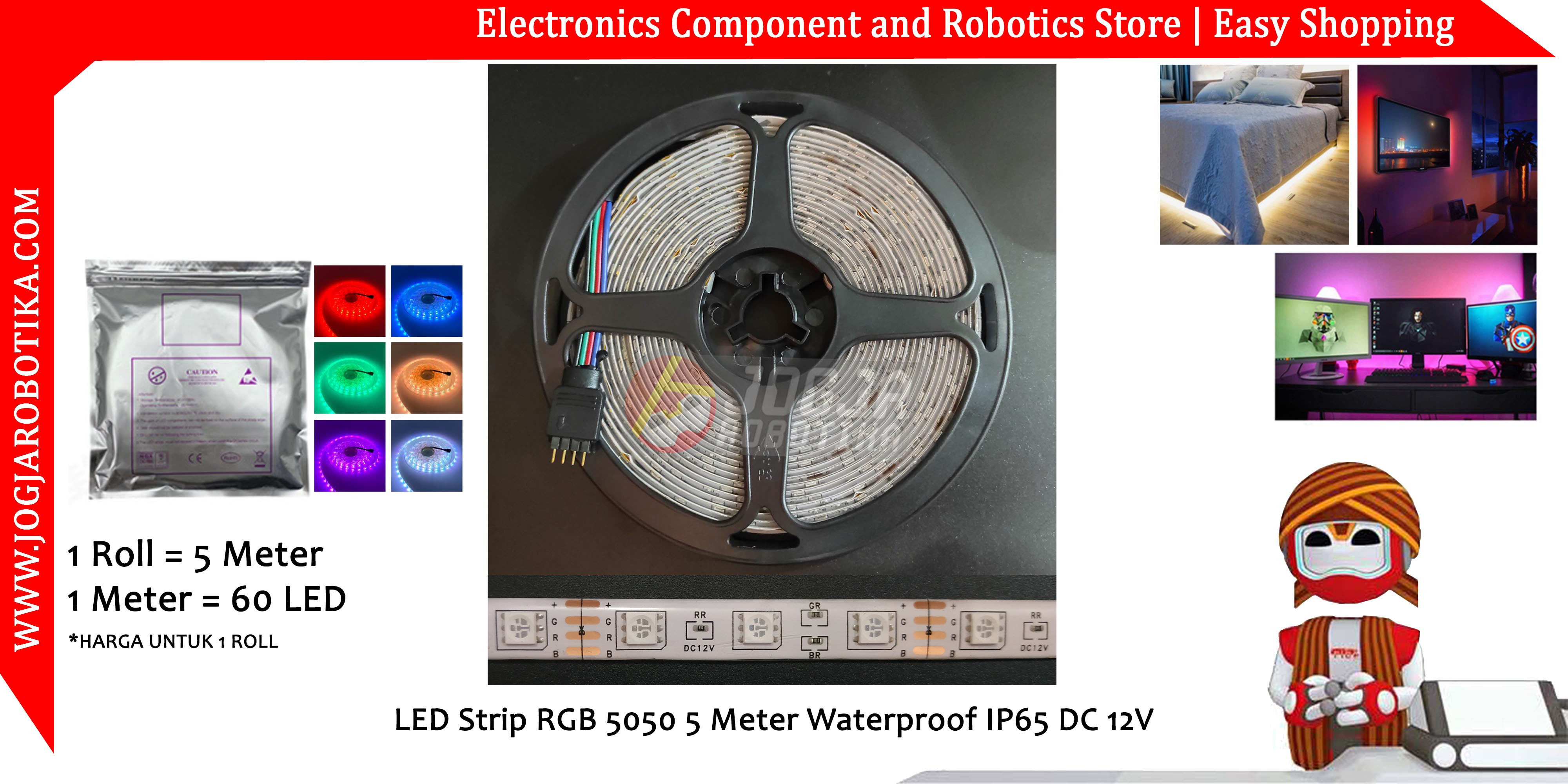 LED Strip RGB 5050 5 Meter Waterproof IP65 DC 12V