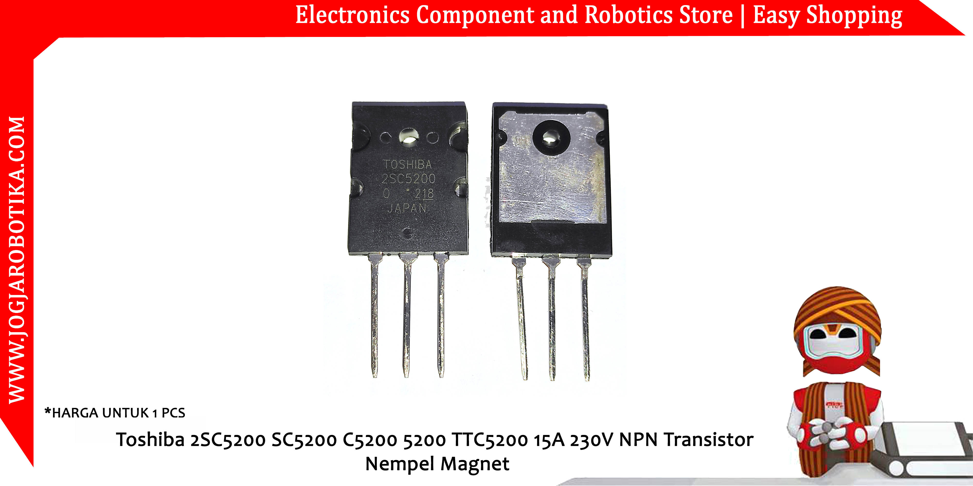Toshiba 2SC5200 SC5200 C5200 5200 TTC5200 15A 230V NPN Transistor Nempel Magnet