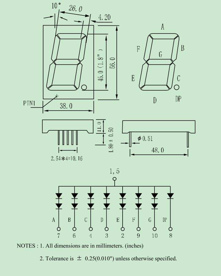 Seven Segment Common Anoda 1.8 inch (BS)