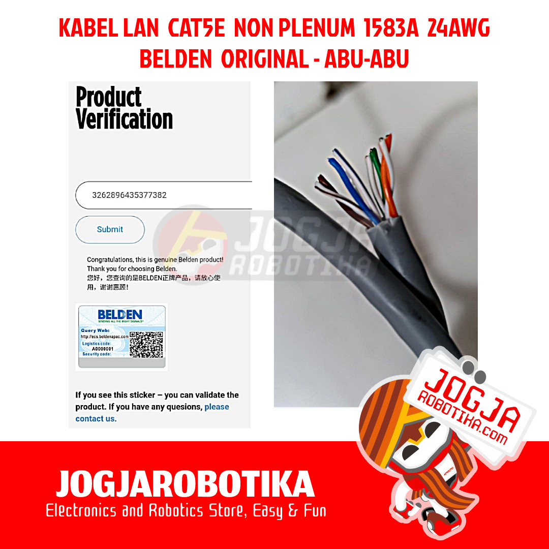 KABEL LAN UTP CAT5E CAT 5E NON PLENUM 1583A BELDEN ORIGINAL ABU-ABU