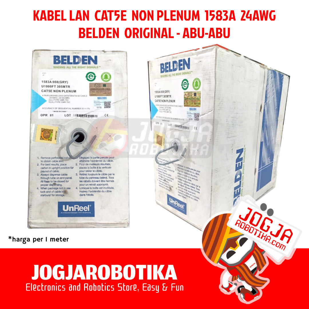 KABEL LAN UTP CAT5E CAT 5E NON PLENUM 1583A BELDEN ORIGINAL ABU-ABU