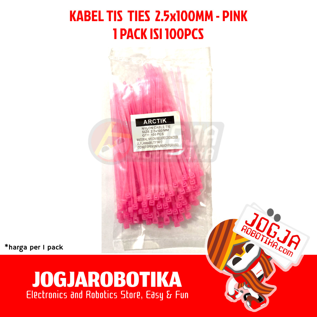 KABEL TIS CABLE TIES 2.5X100MM 1PACK 100PCS  - PINK