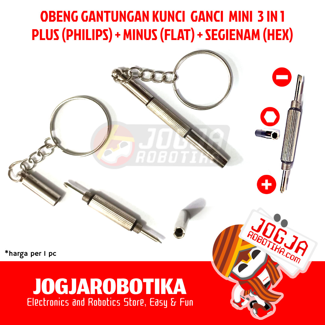 OBENG GANTUNGAN KUNCI GANCI MINI 3 IN 1 PLUS MINUS HEX SCREWDRIVER