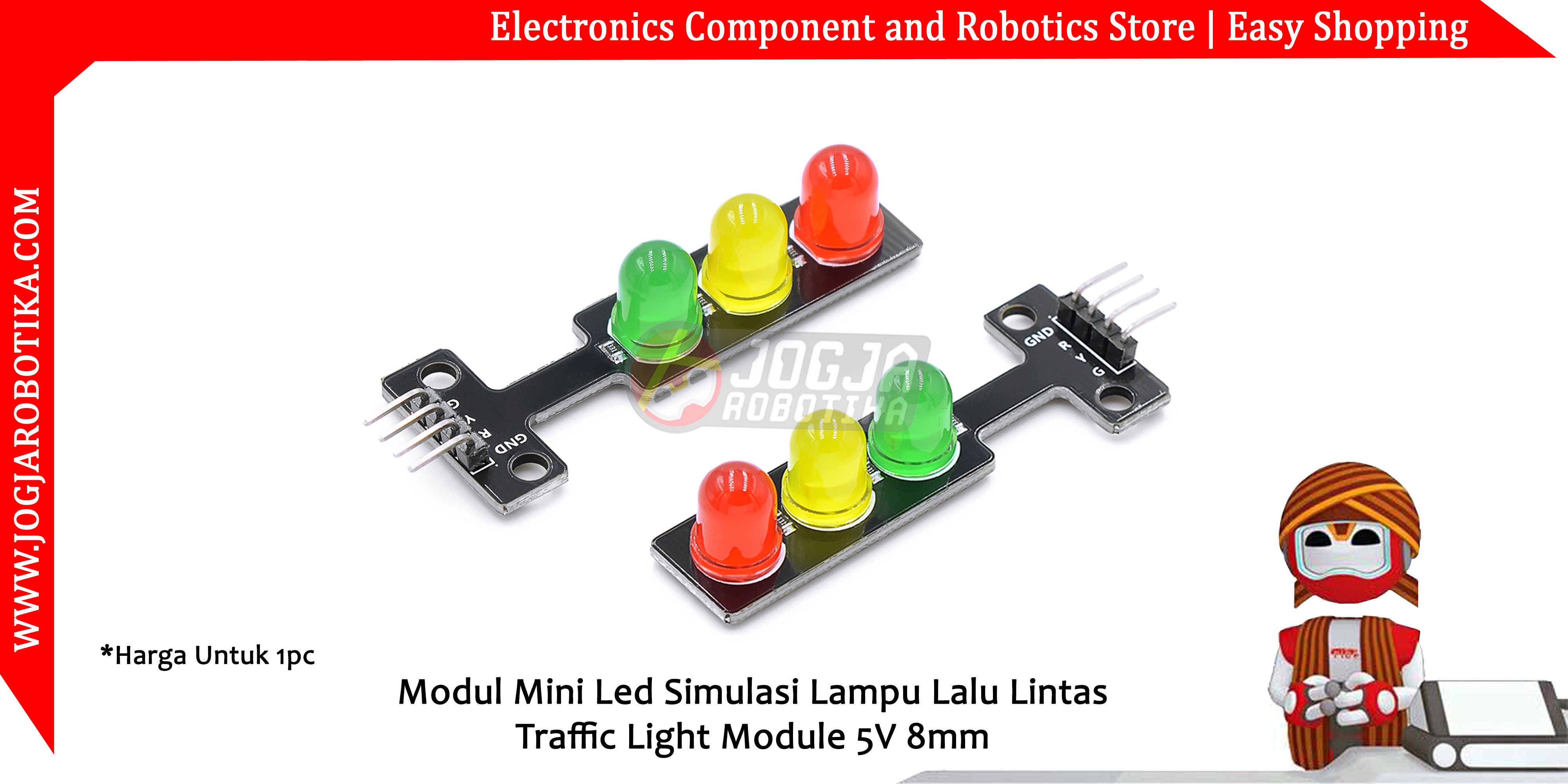 Modul Mini Led Simulasi Lampu Lalu Lintas Traffic Light Module 5V 8mm