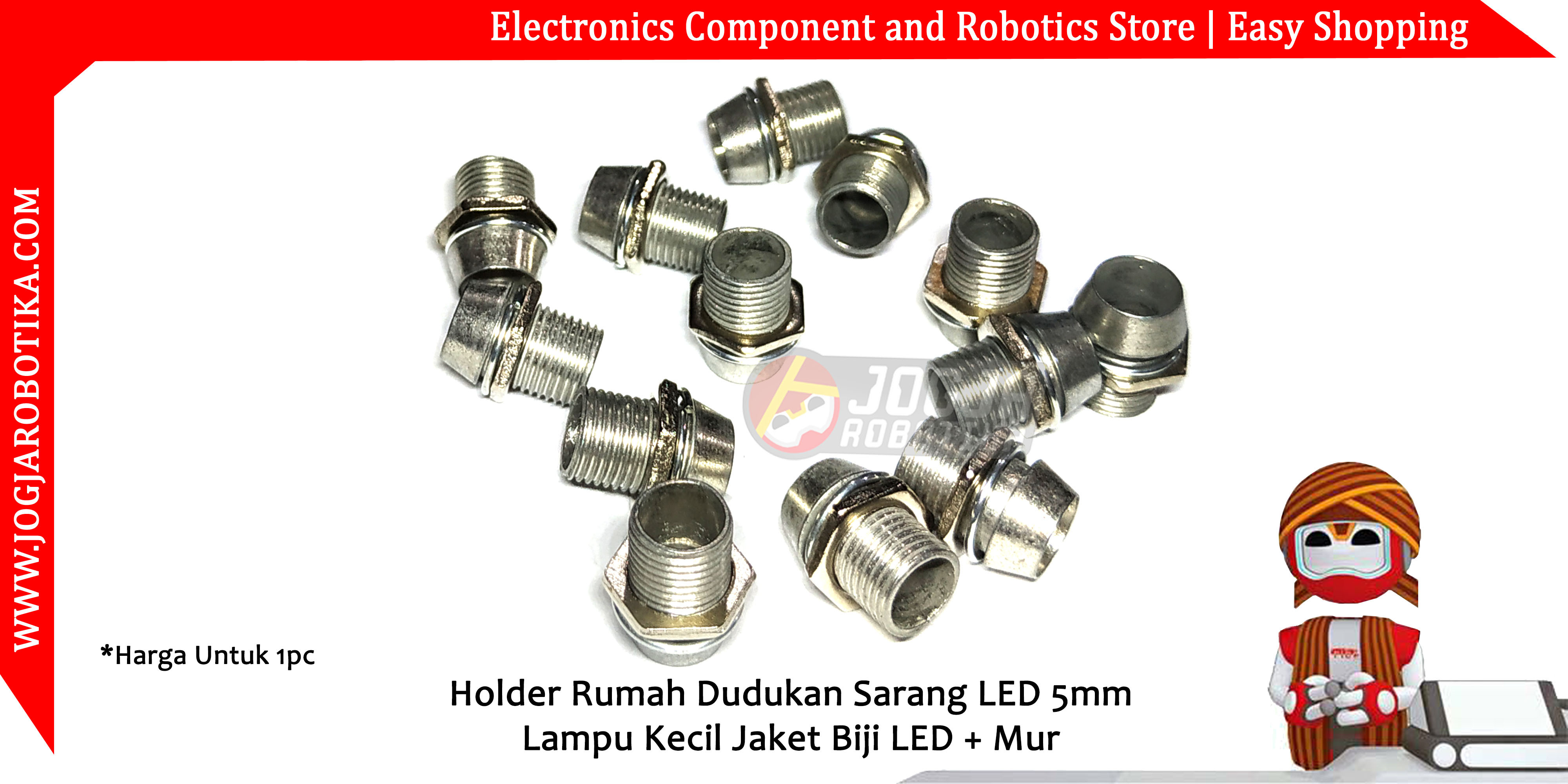 Holder Rumah Dudukan Sarang LED 5mm Lampu Kecil Jaket Biji LED + Mur
