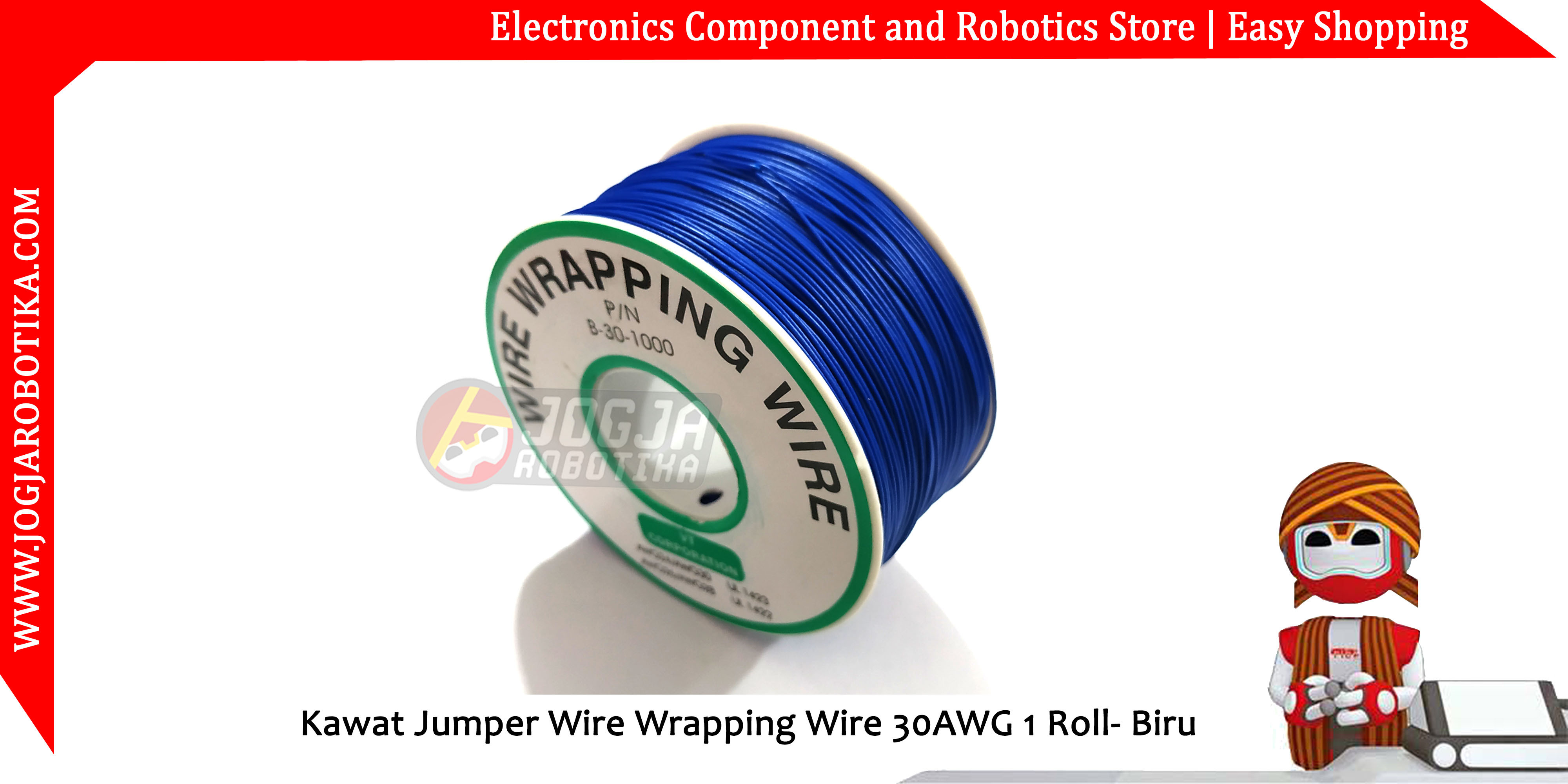 Kawat Jumper Wire Wrapping Wire 30AWG 1 Roll - Biru