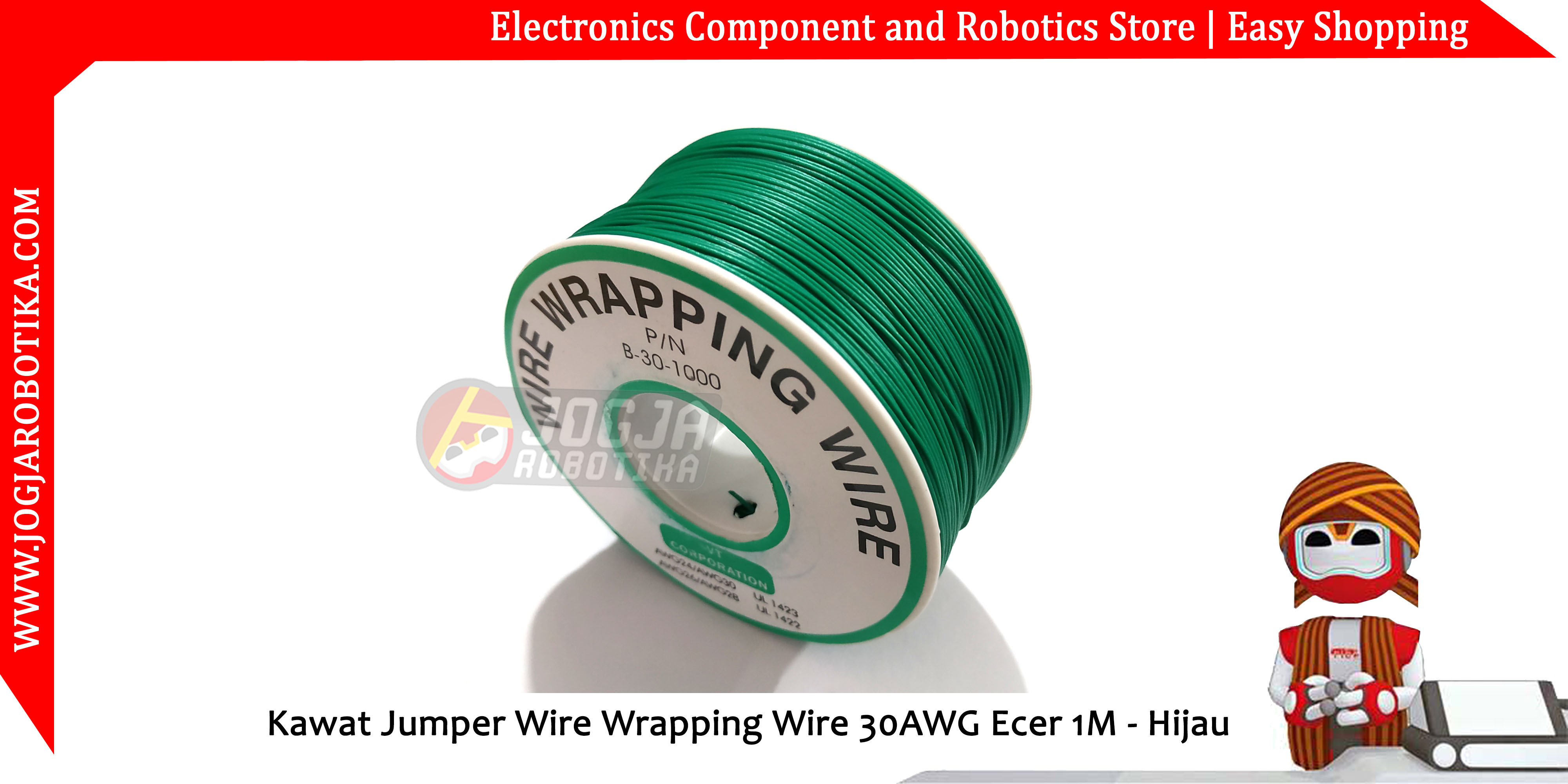 Kawat Jumper Wire Wrapping Wire 30AWG Ecer 1M - Hijau