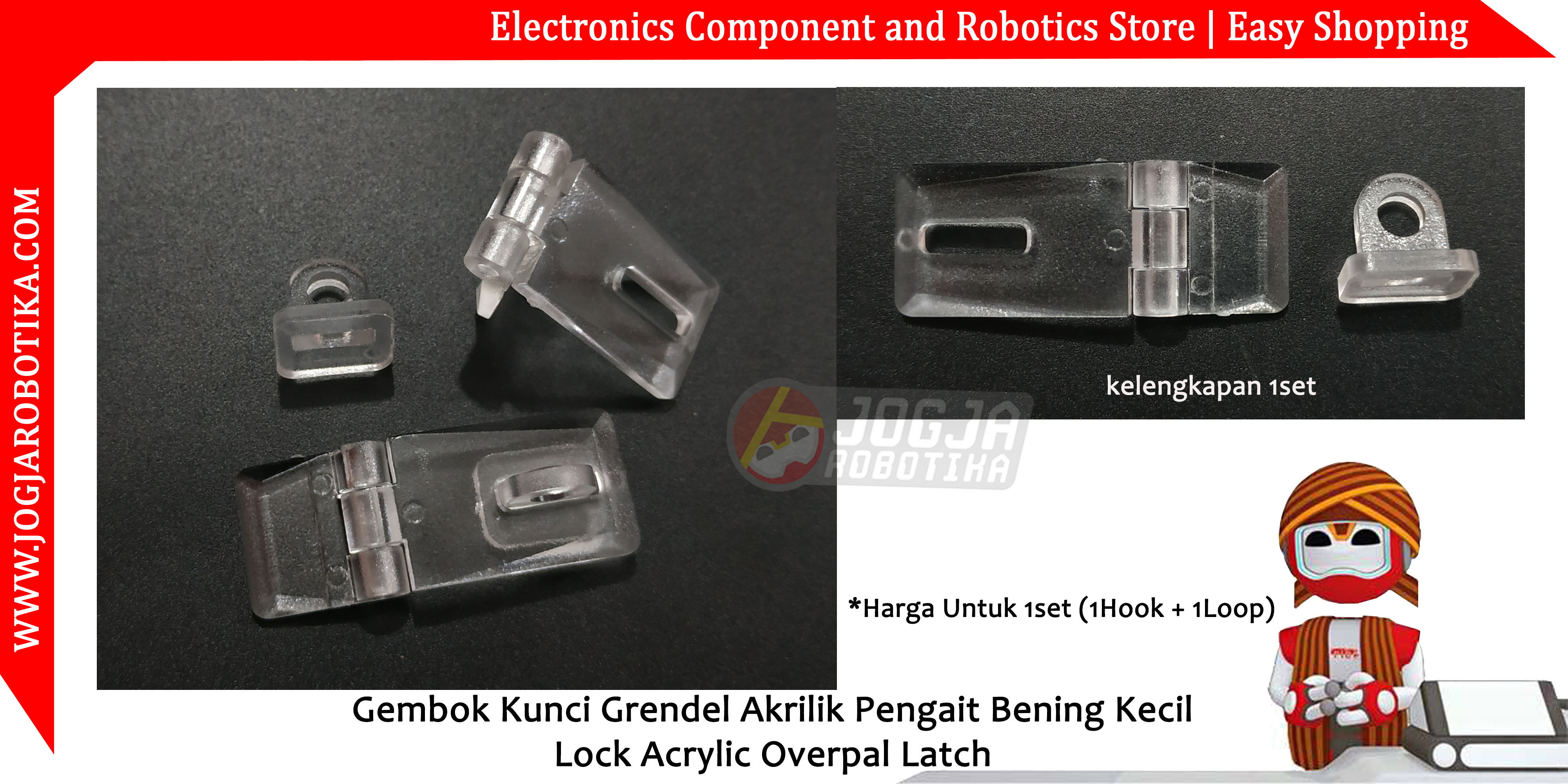 Gembok Kunci Grendel Akrilik Pengait Bening Kecil Lock Acrylic Overpal Latch