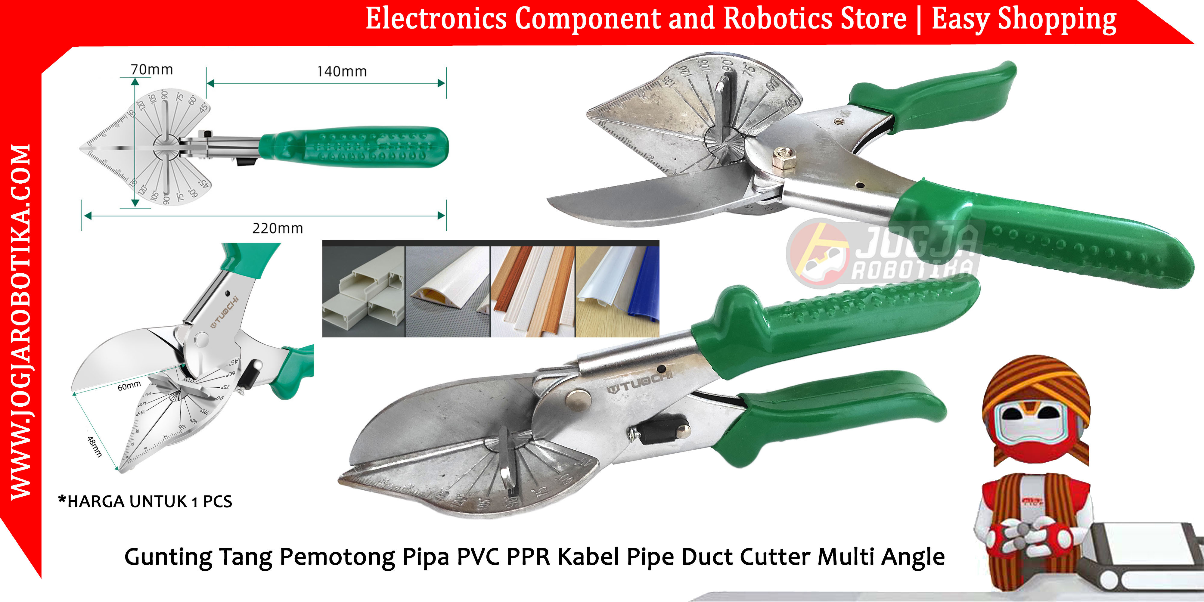 Gunting Tang Pemotong Pipa PVC PPR Kabel Pipe Duct Cutter Multi Angle