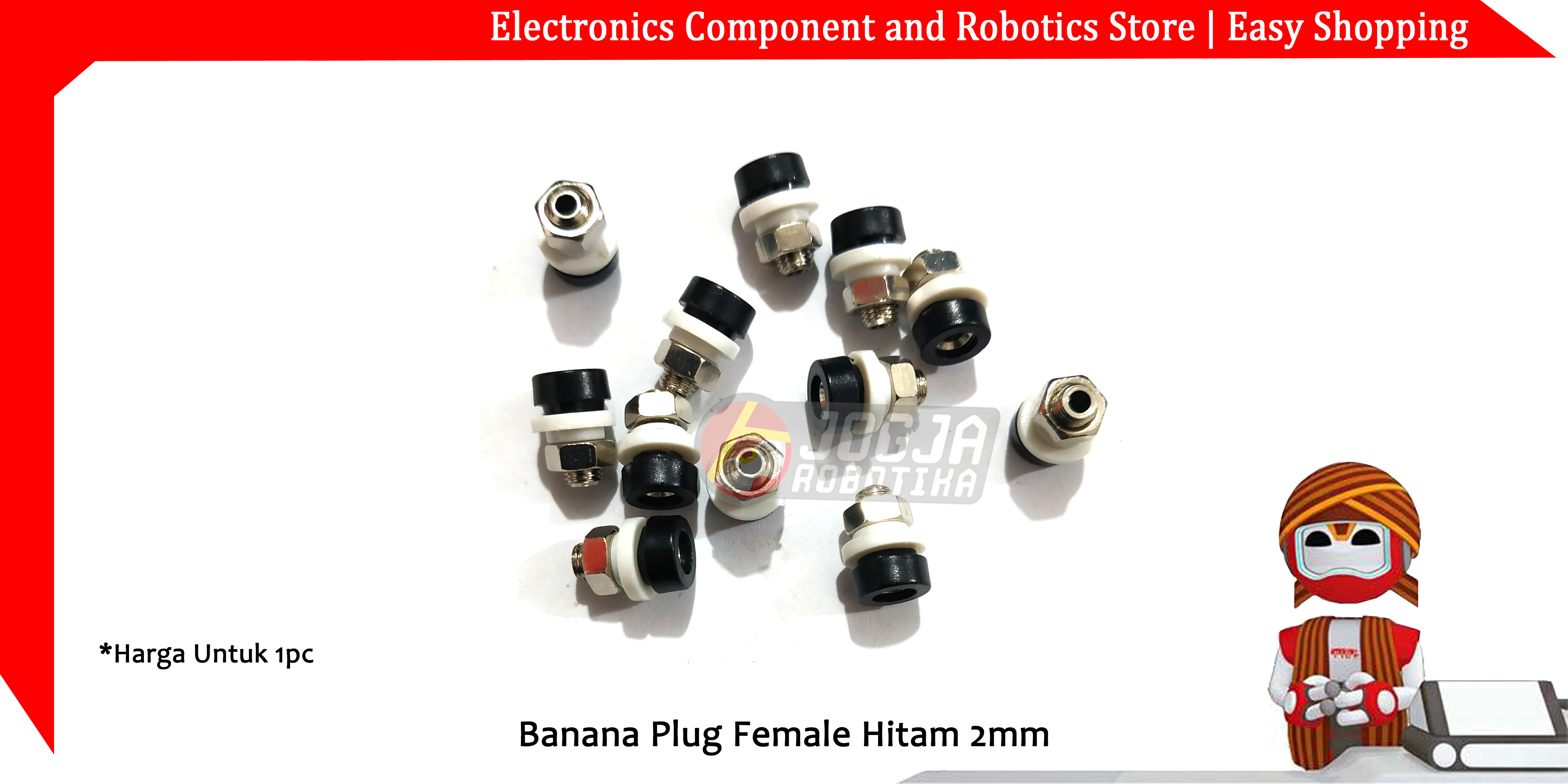 Banana Plug Female Hitam 2mm