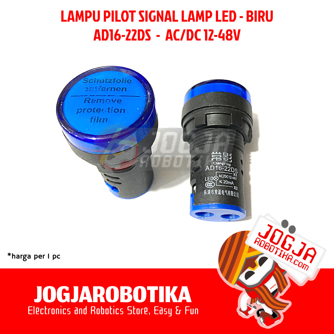 LAMPU PILOT SIGNAL LAMP LED AC/DC 12-48V AD16-22DS - BIRU