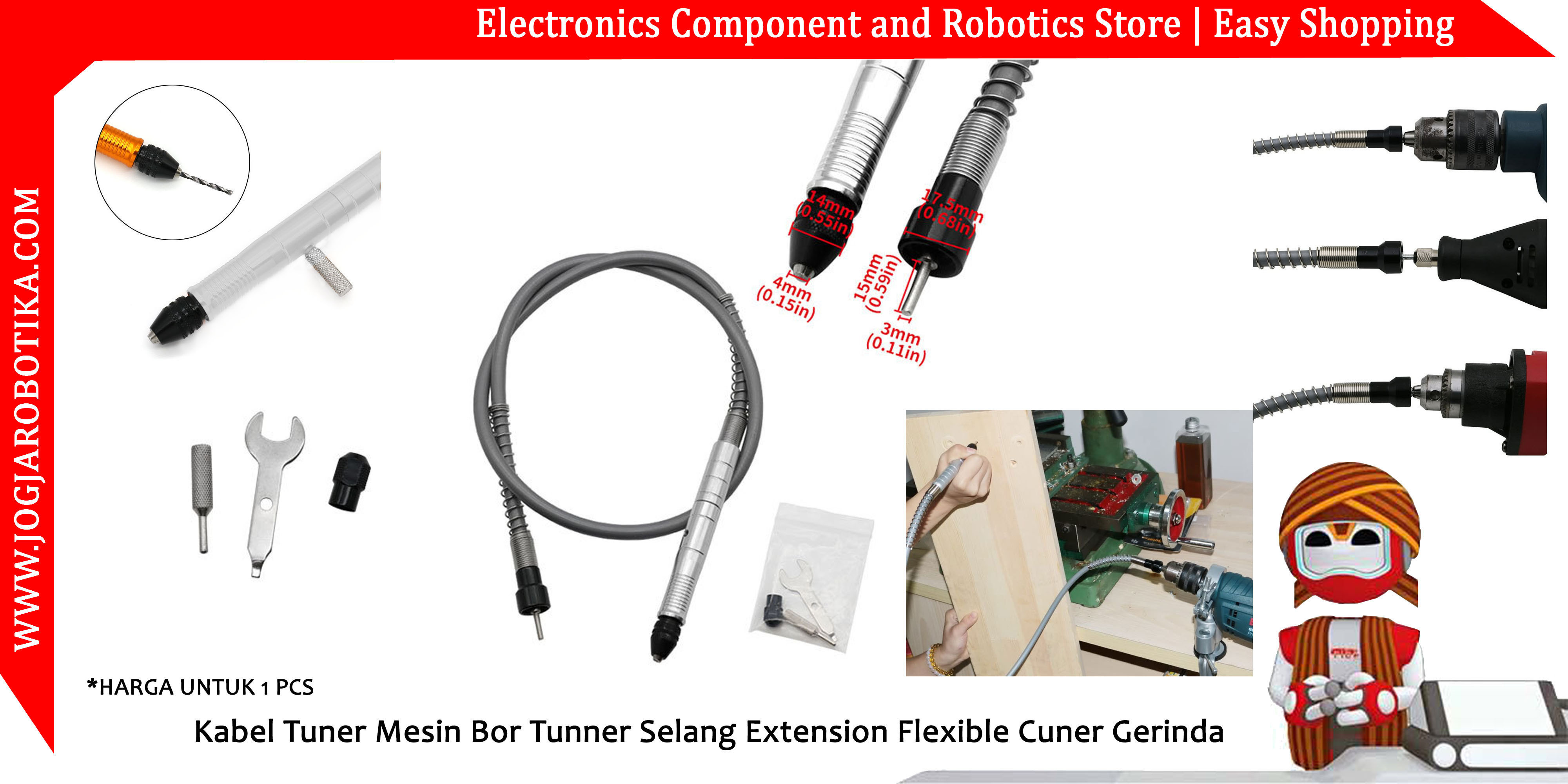 Kabel Tuner Mesin Bor Tunner Selang Extension Flexible Cuner Gerinda