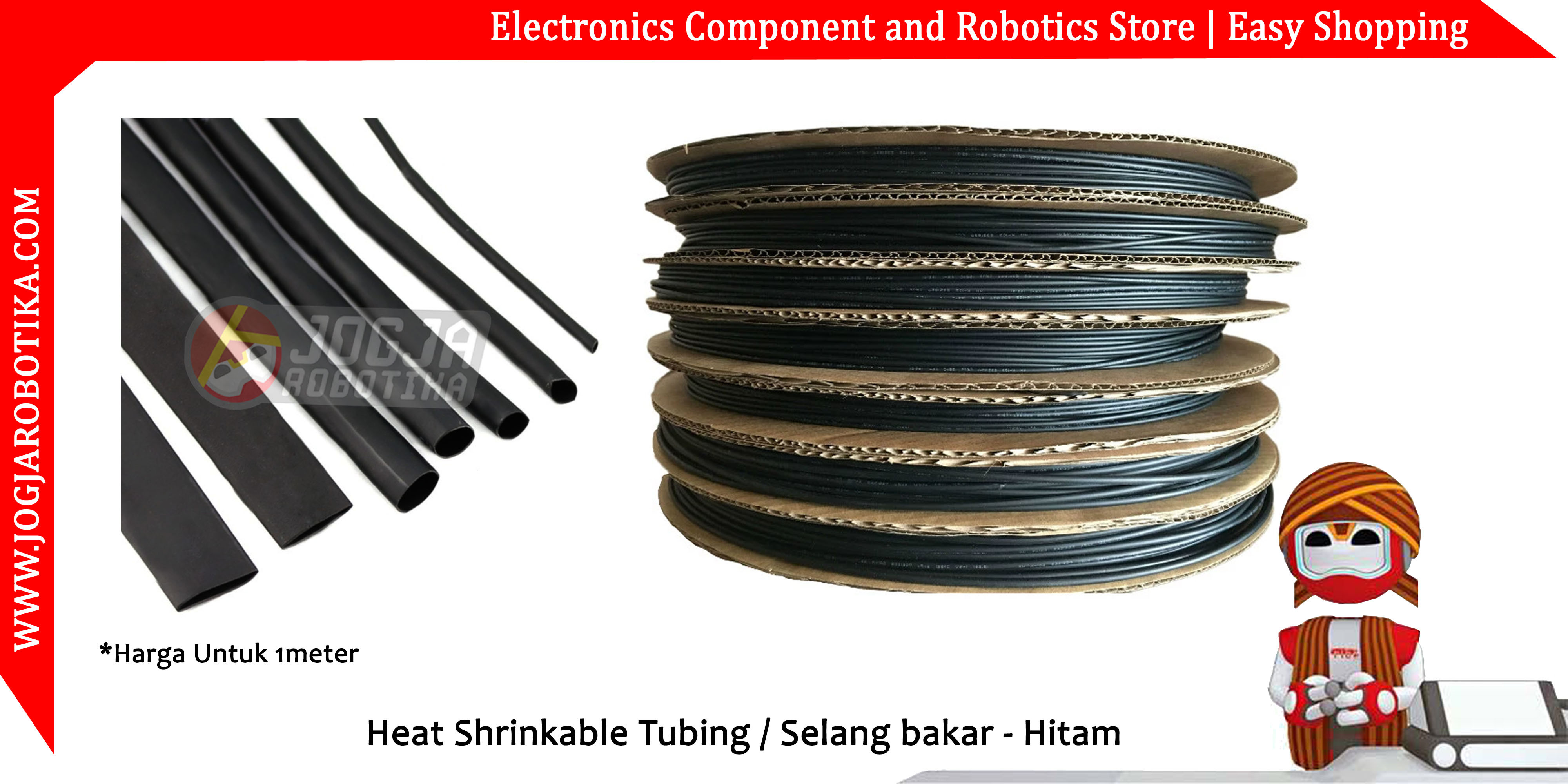 12mm Heat Shrinkable Tubing / Selang bakar - Hitam