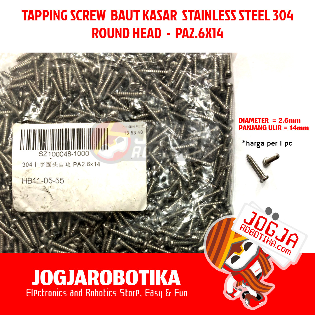 TAPPING SCREW SKRUP BAUT KASAR 304 STAINLESS STEEL - PA2.6x14