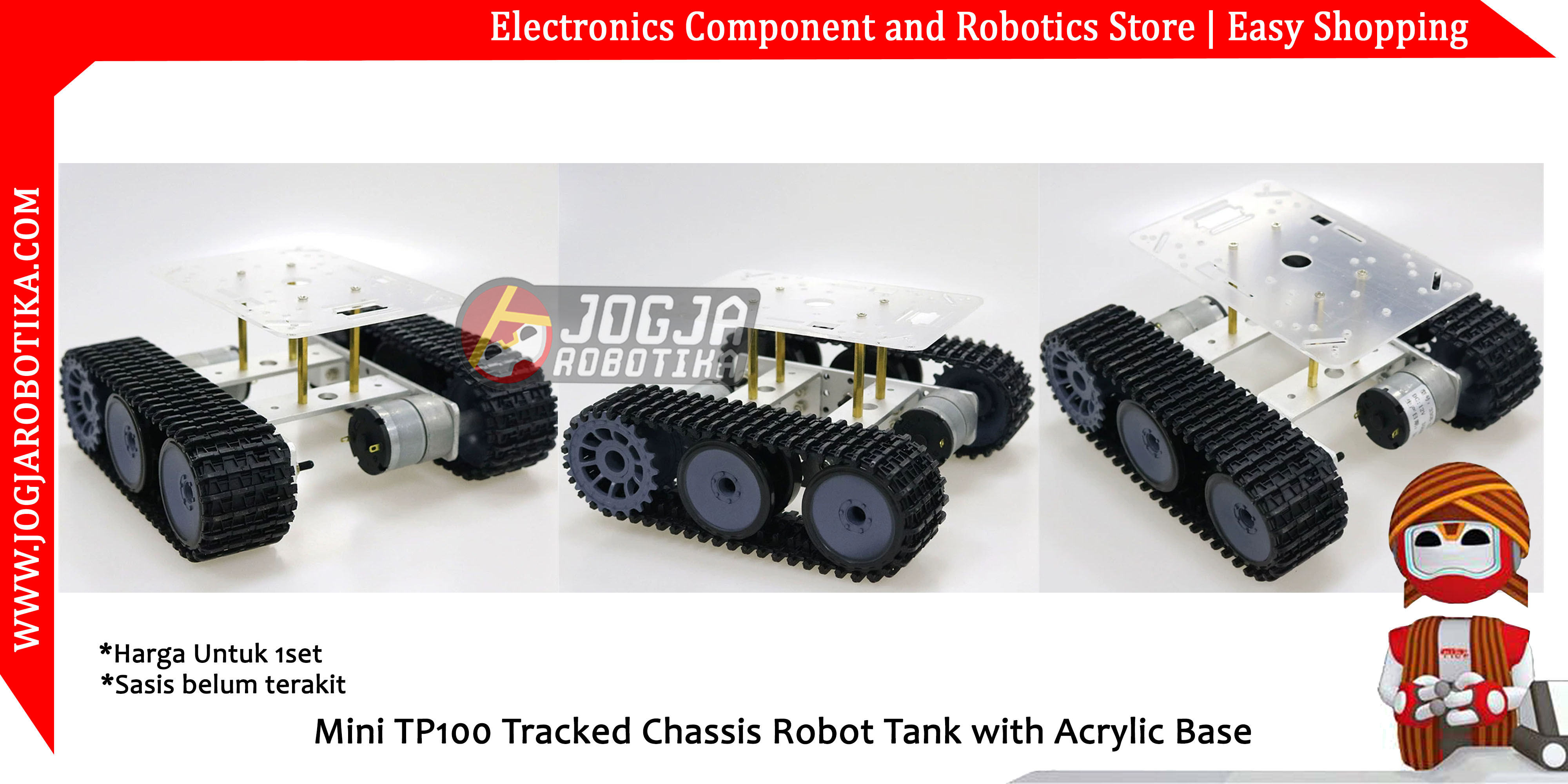 Mini TP100 Tracked Chassis Robot Tank with Acrylic Base