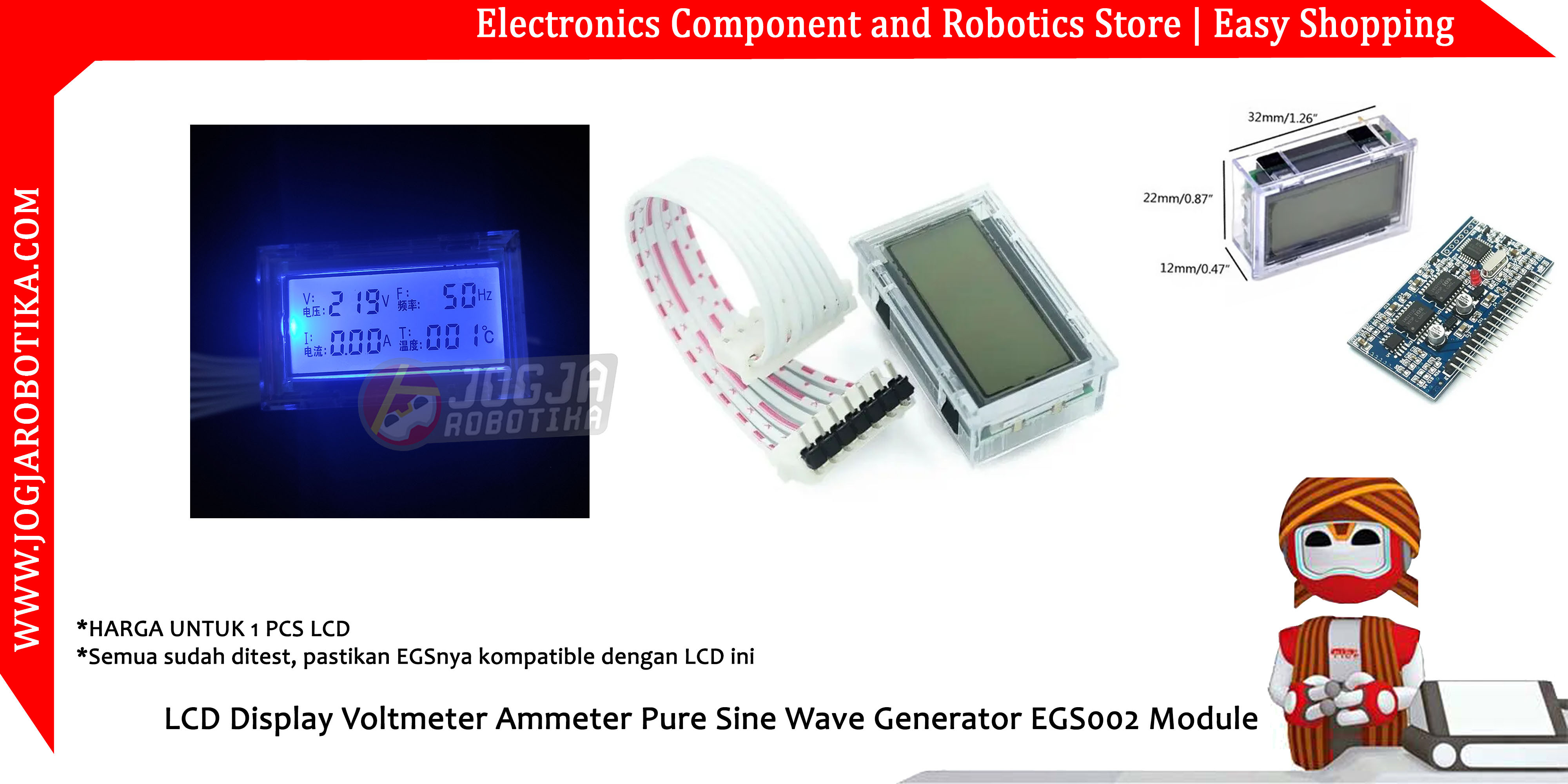 LCD Display Voltmeter Ammeter Pure Sine Wave Generator EGS002 Module