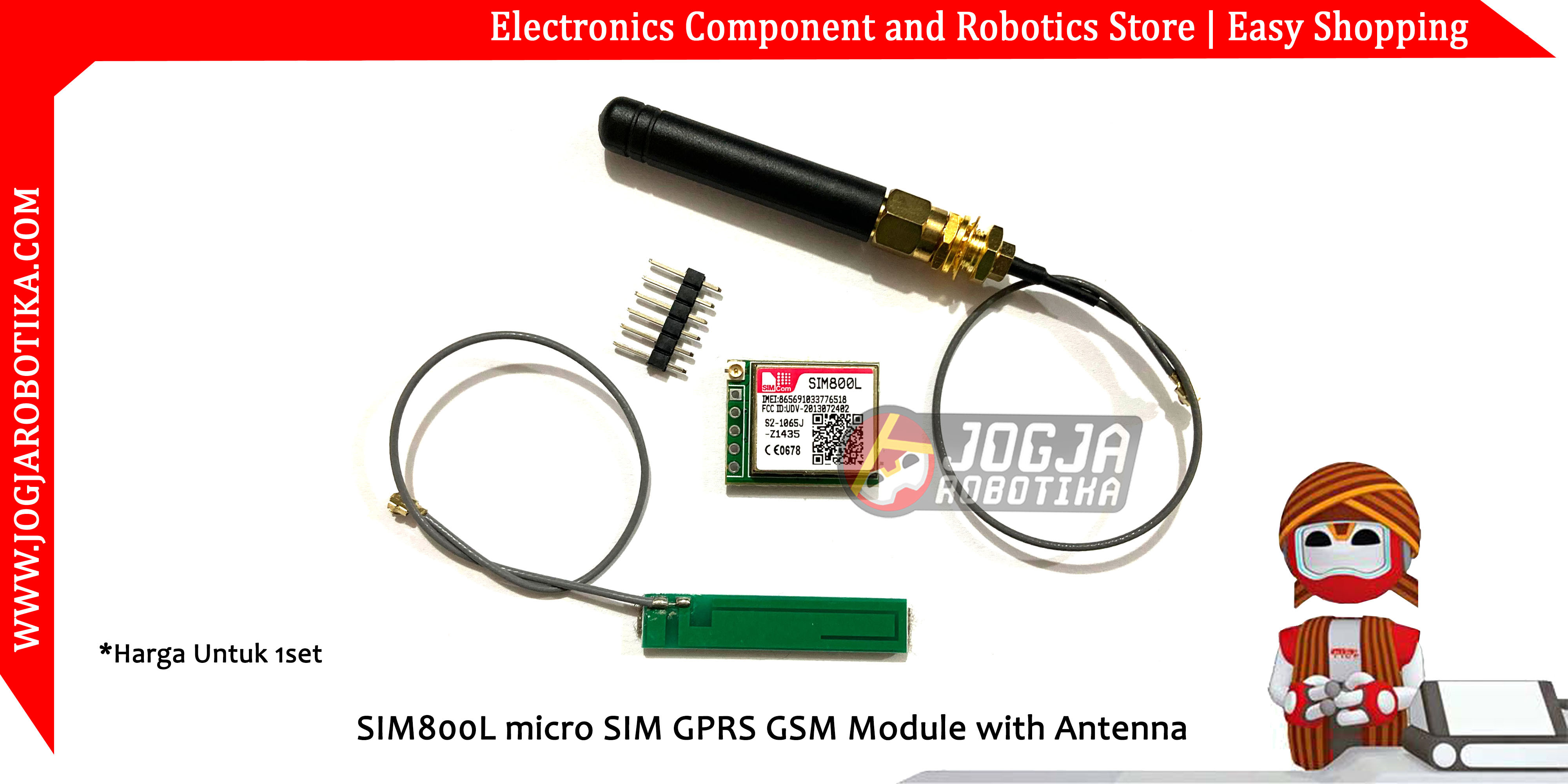 SIM800L micro SIM GPRS/GSM Module w/ Antenna