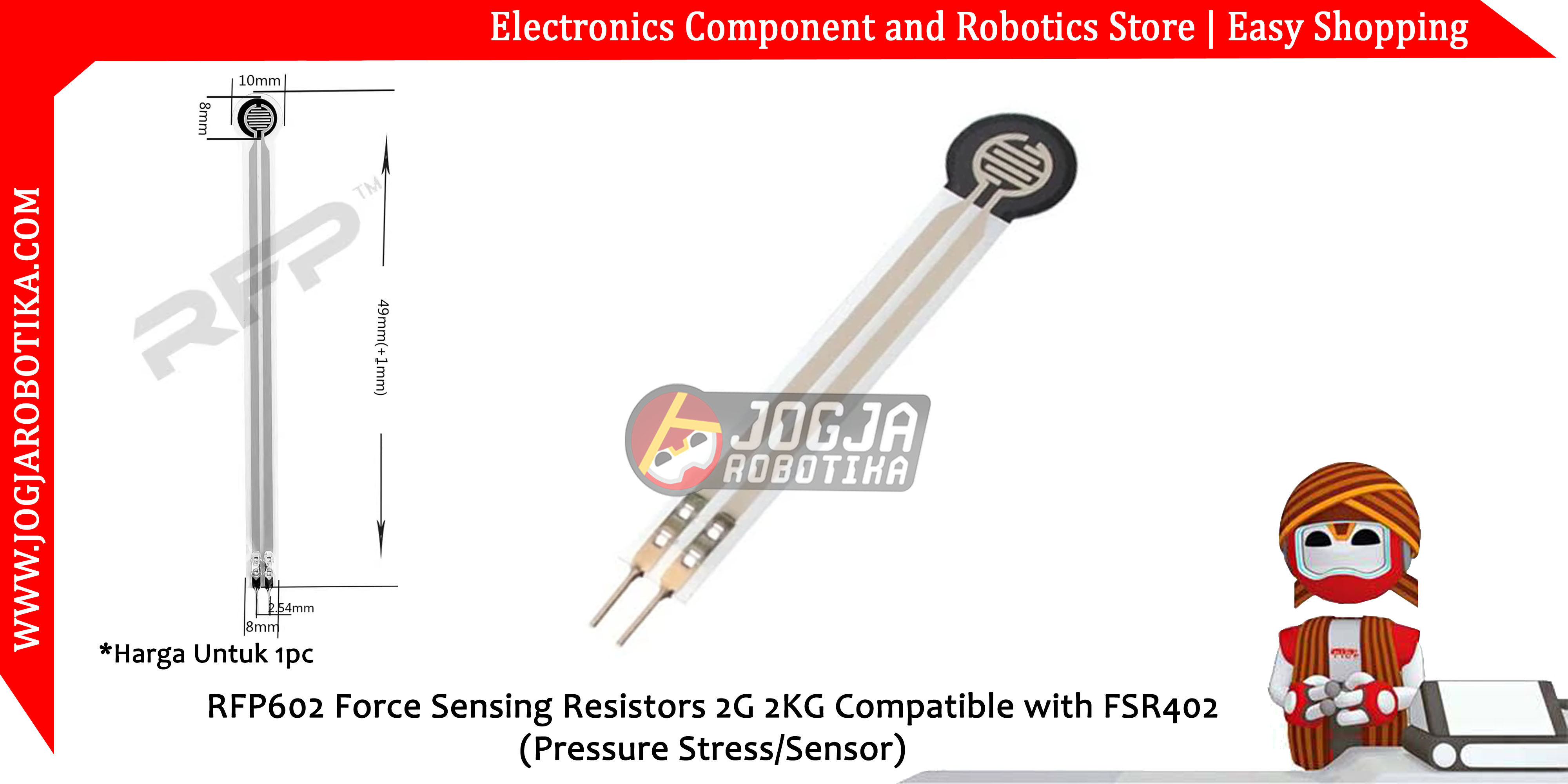 RFP602 Force Sensing Resistors 2G 2KG Compatible with FSR402 (Pressure Stress/Sensor)