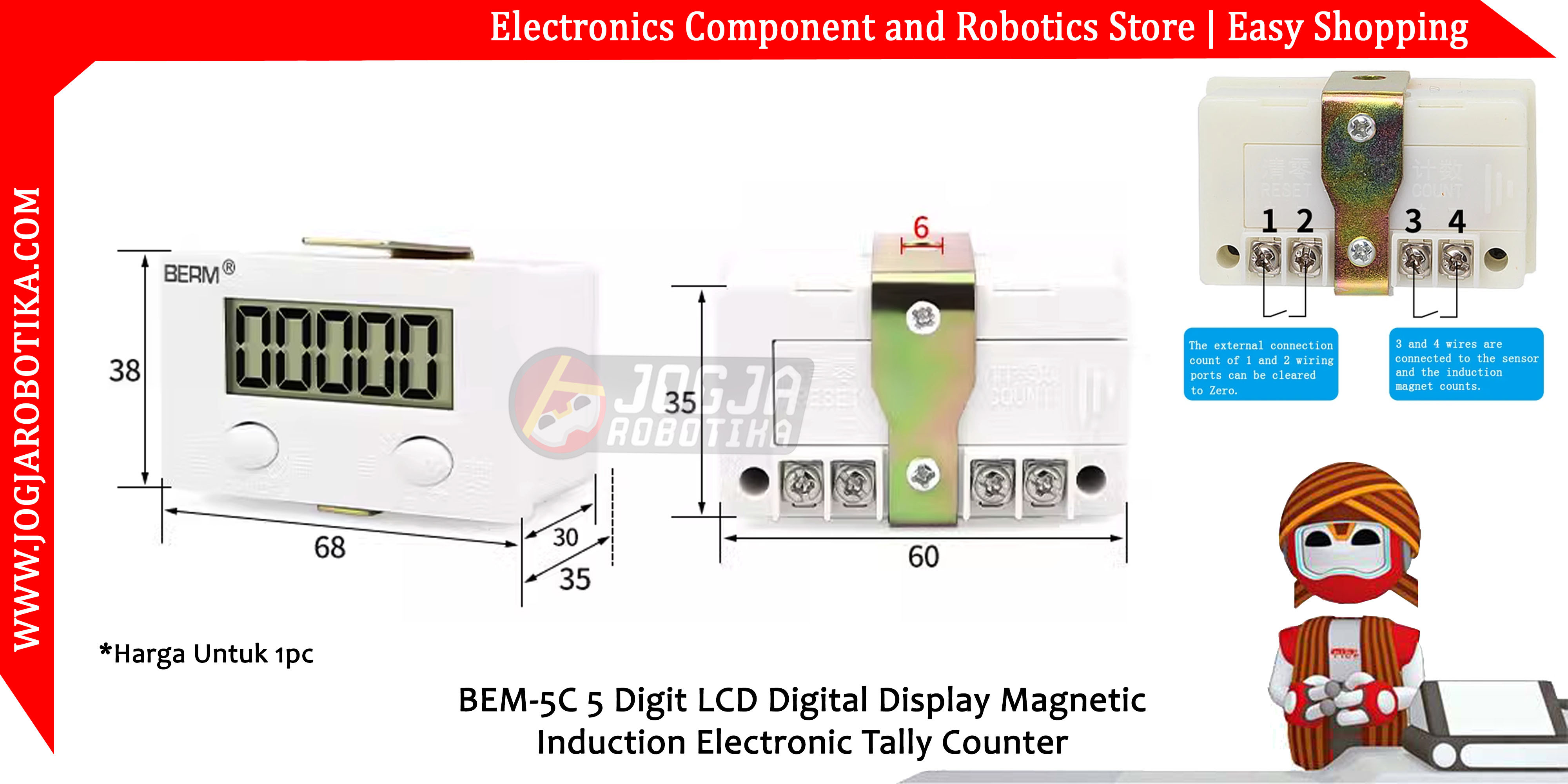 BEM-5C 5 Digit LCD Digital Display Magnetic Induction Electronic Tally Counter