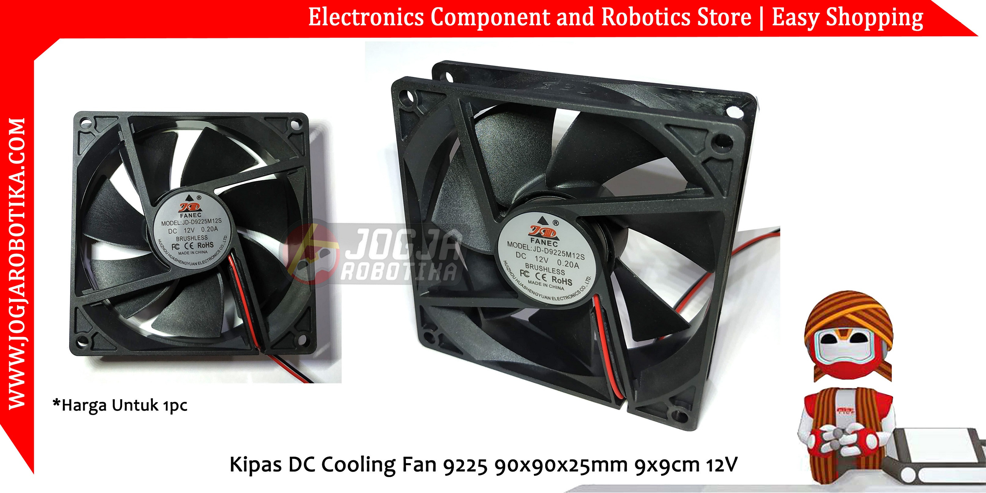Kipas DC Cooling Fan 9225 90x90x25mm 9x9cm 12V