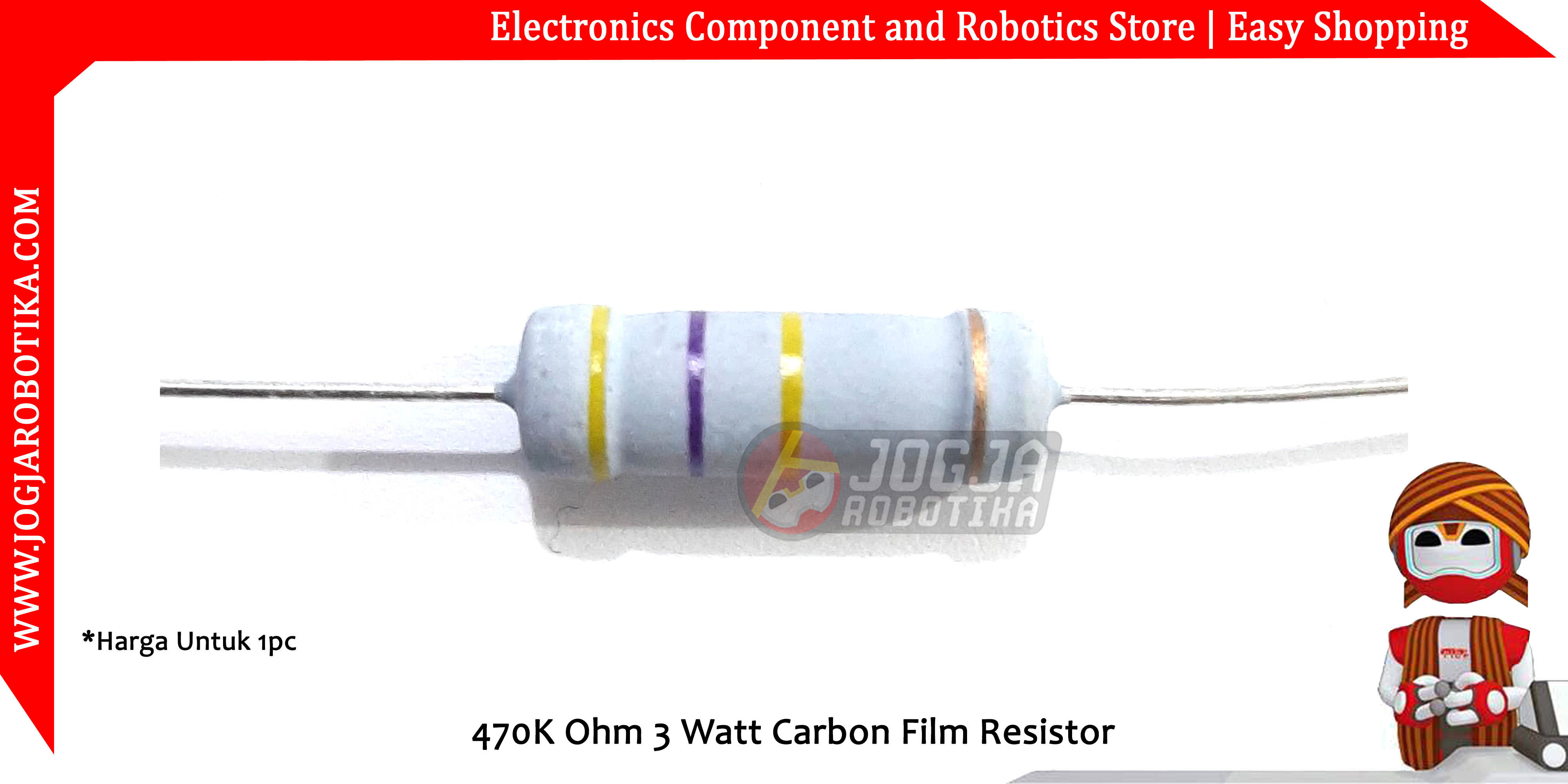 470K Ohm 3 Watt Carbon Film Resistor
