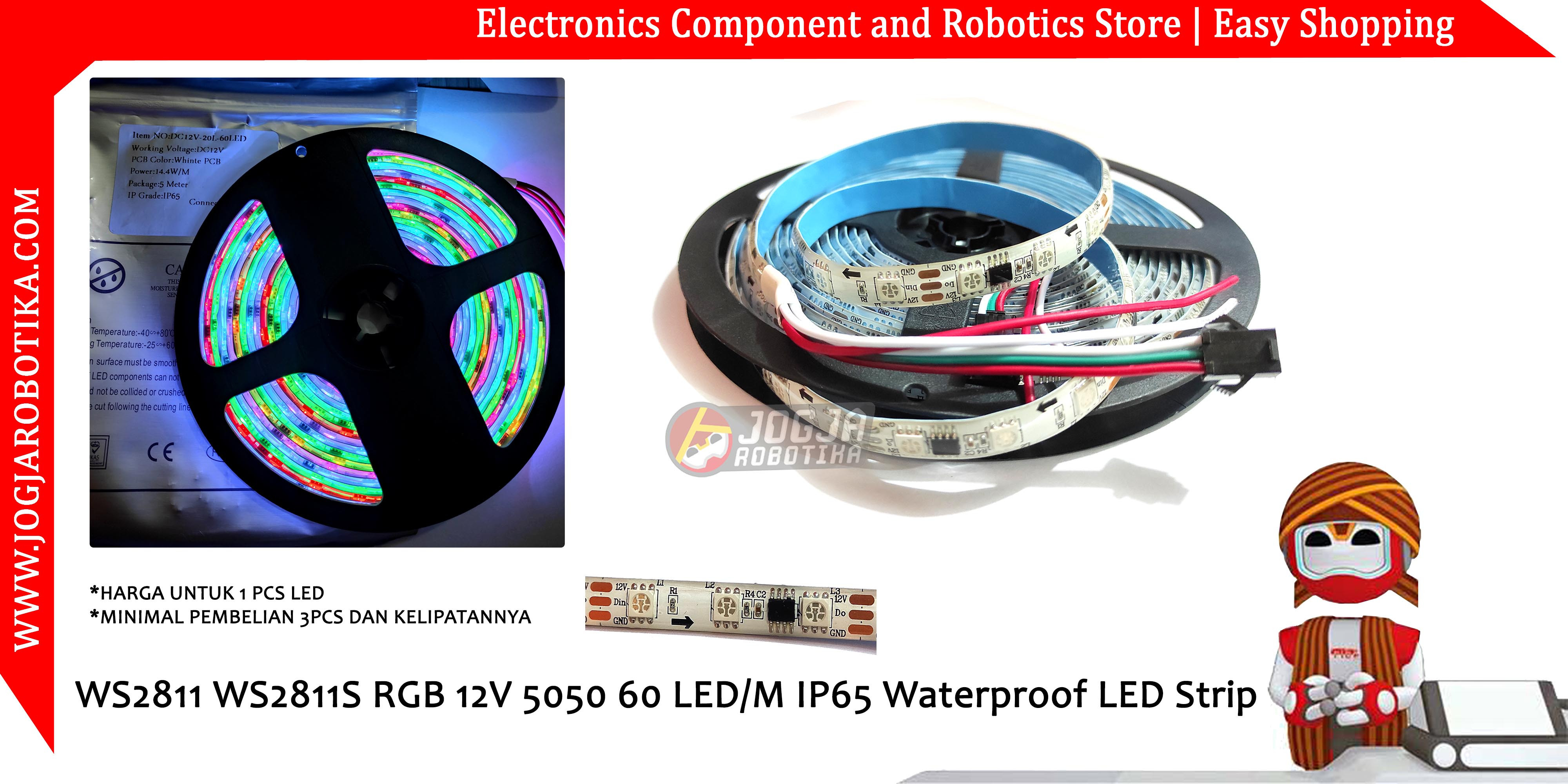 WS2811 WS2811S RGB 12V 5050 60 LED/M IP65 Waterproof LED Strip