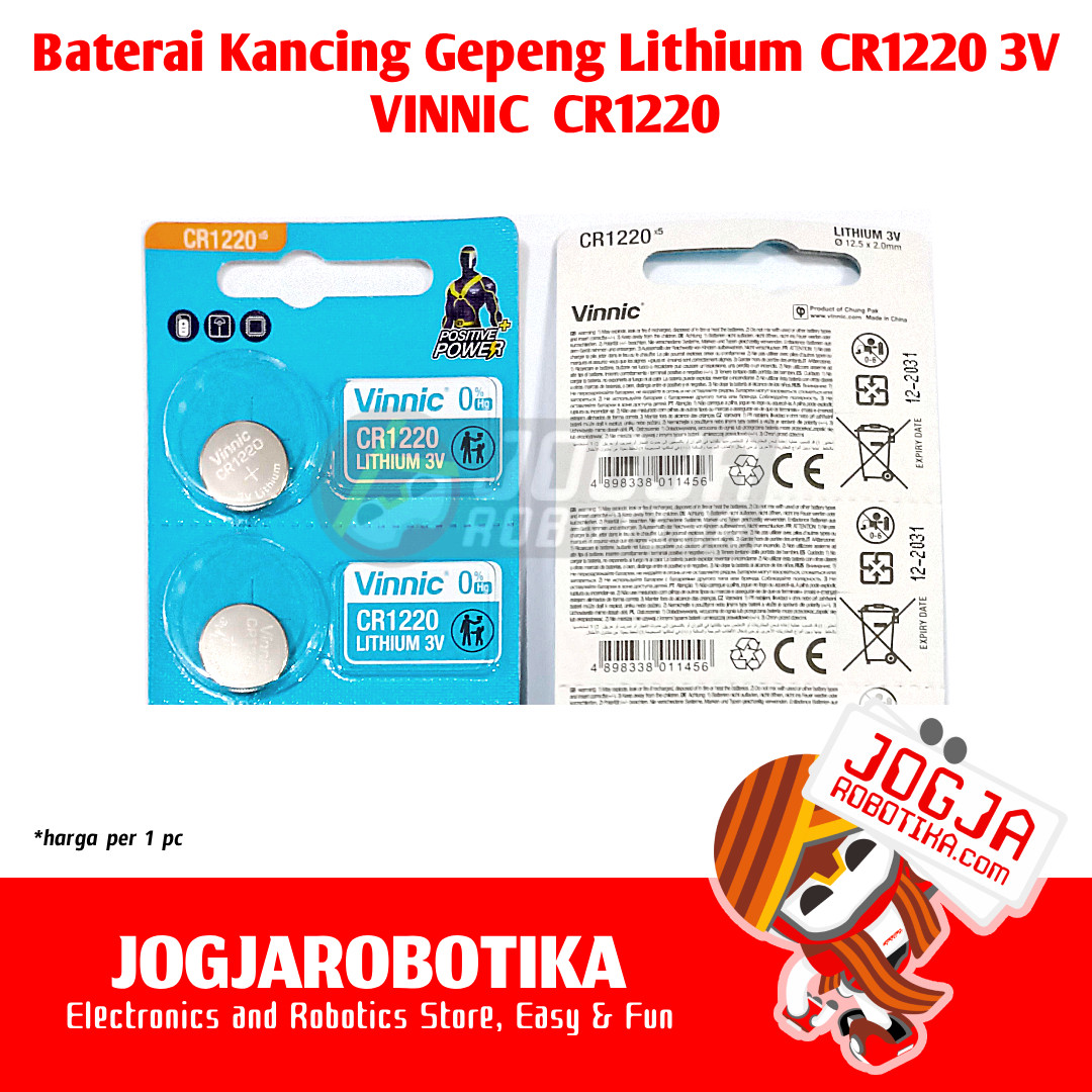 CR1220 VINNIC Baterai Kancing Koin Gepeng 3V