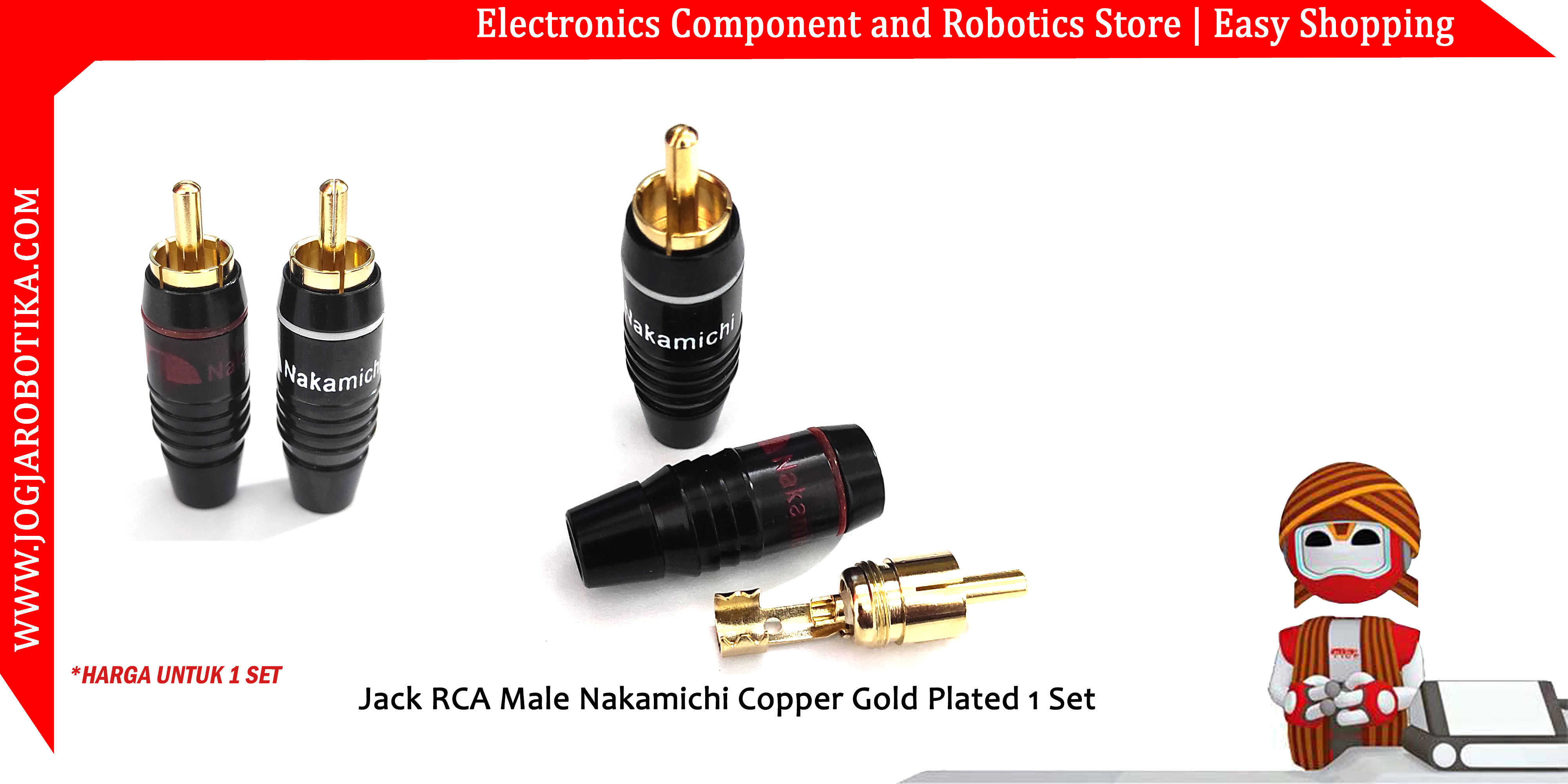 Jack RCA Male Nakamichi Copper Gold Plated 1 Set