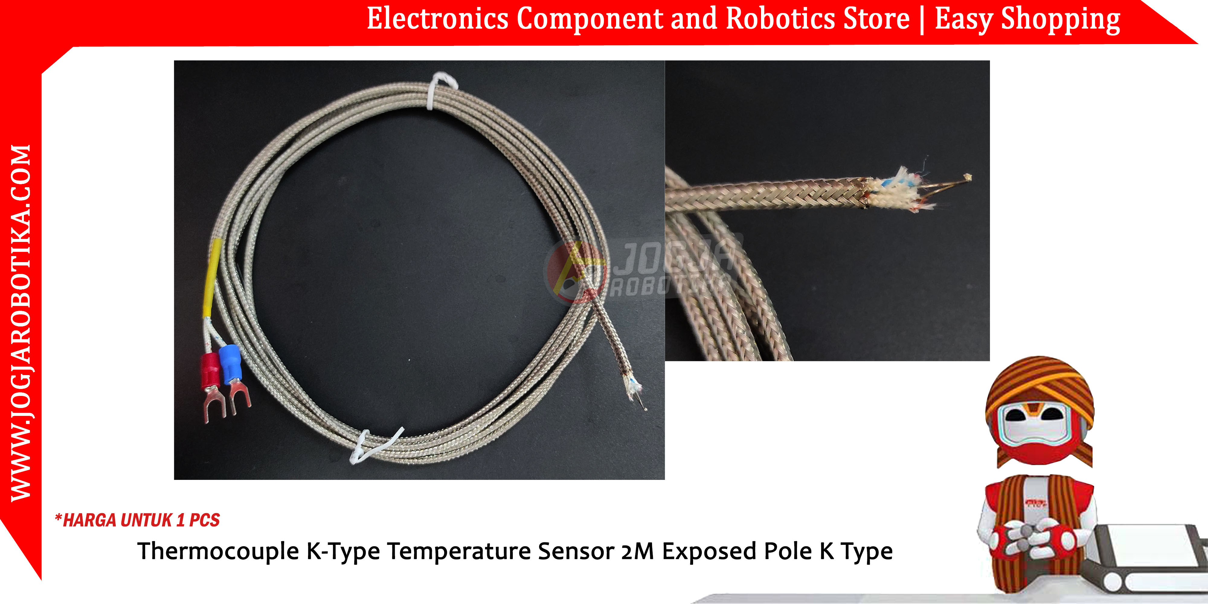Thermocouple K Type Temperature Sensor 2M Exposed Pole K-Type