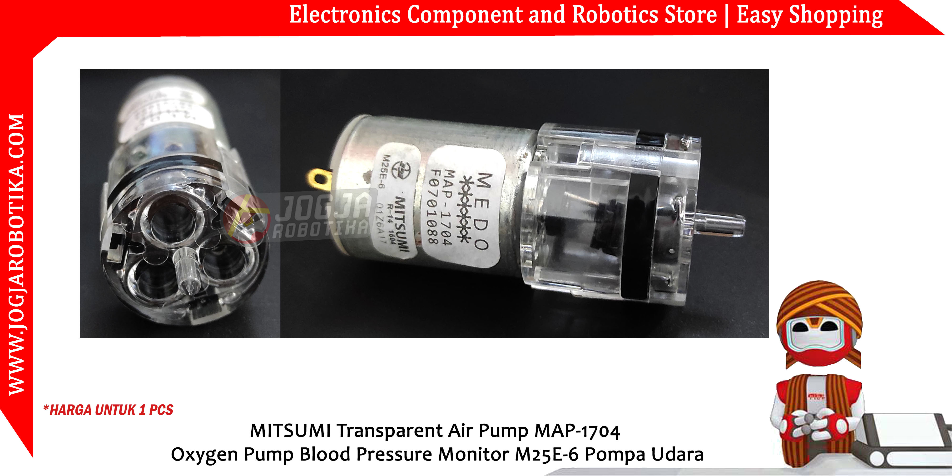 MITSUMI Transparent Air Pump MAP-1704 Oxygen Pump Blood Pressure Monitor M25E-6 Pompa Udara 6V