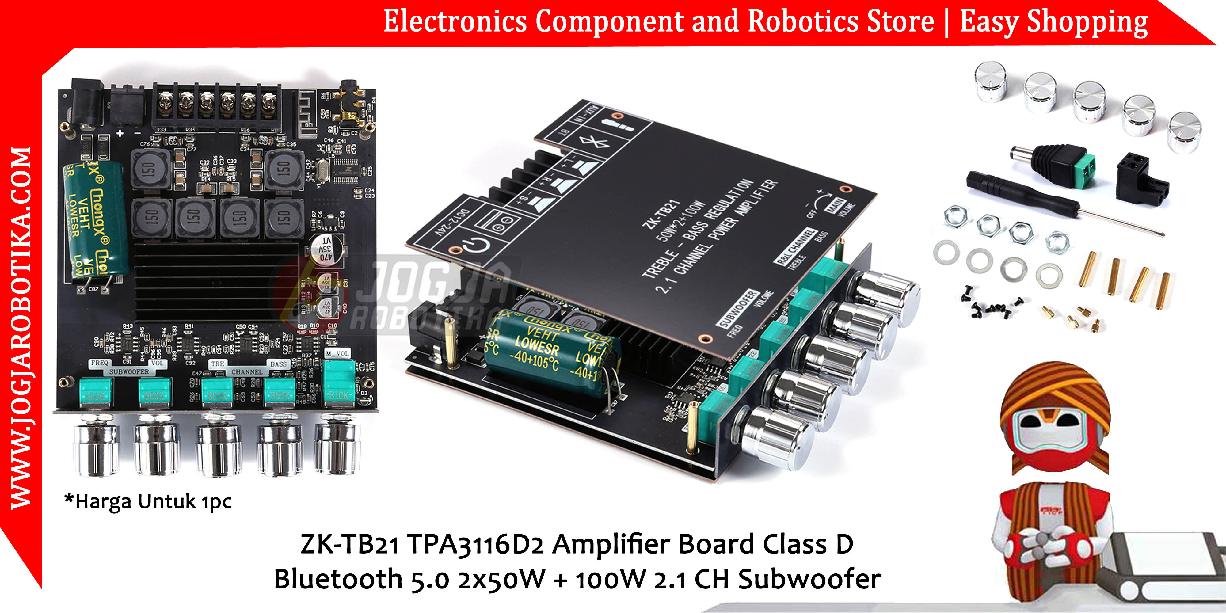ZK-TB21 TPA3116D2 Amplifier Board Class D Bluetooth 5.0 2x50W + 100W 2.1 CH Subwoofer