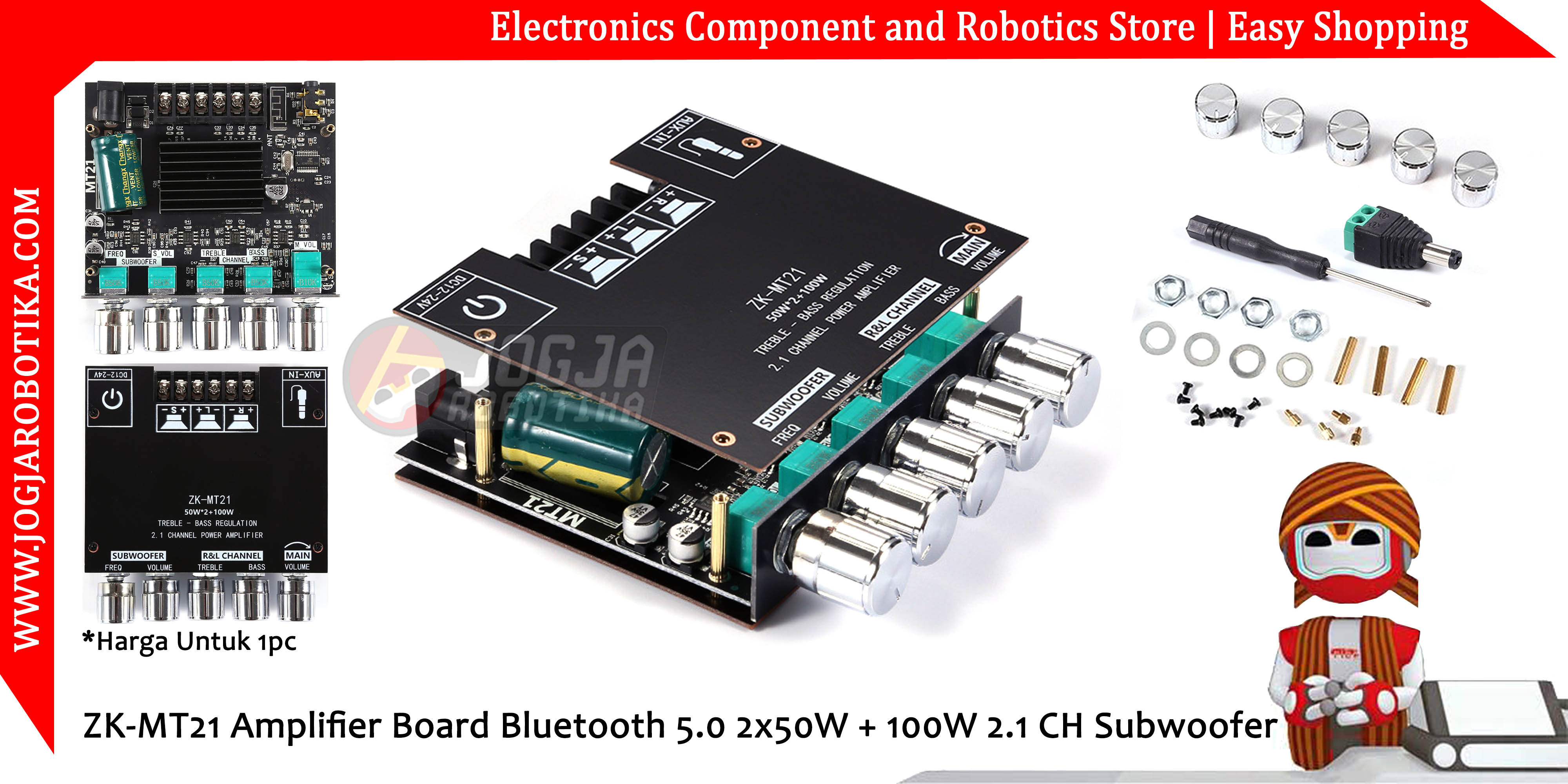 ZK-MT21 Amplifier Board Bluetooth 5.0 2x50W + 100W 2.1 CH Subwoofer