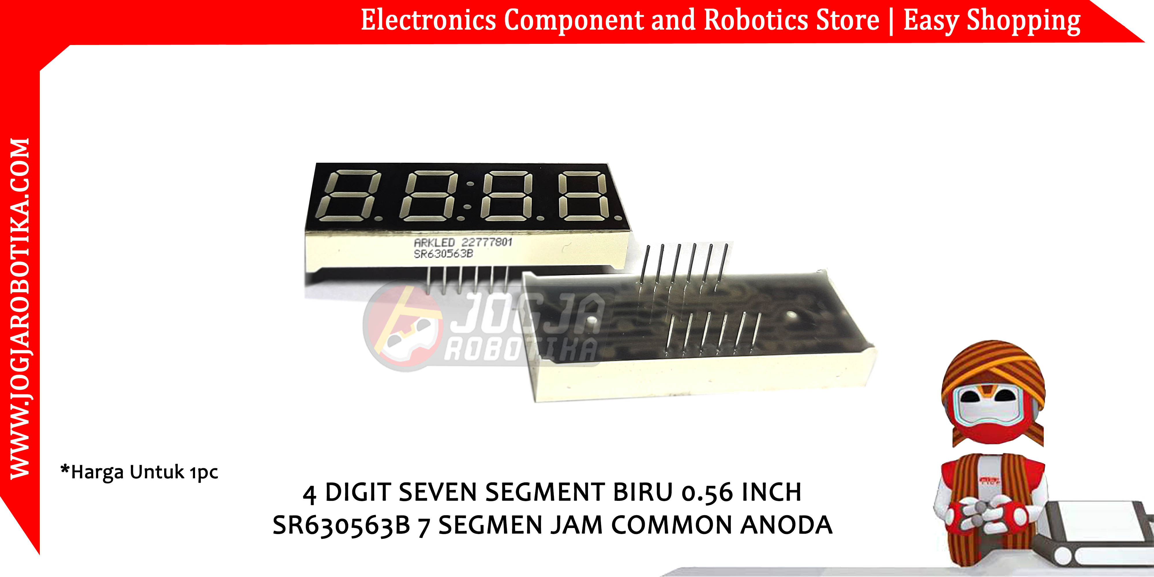 4 DIGIT SEVEN SEGMENT BIRU 0.56 INCH SR630563B 7 SEGMEN JAM COMMON ANODA