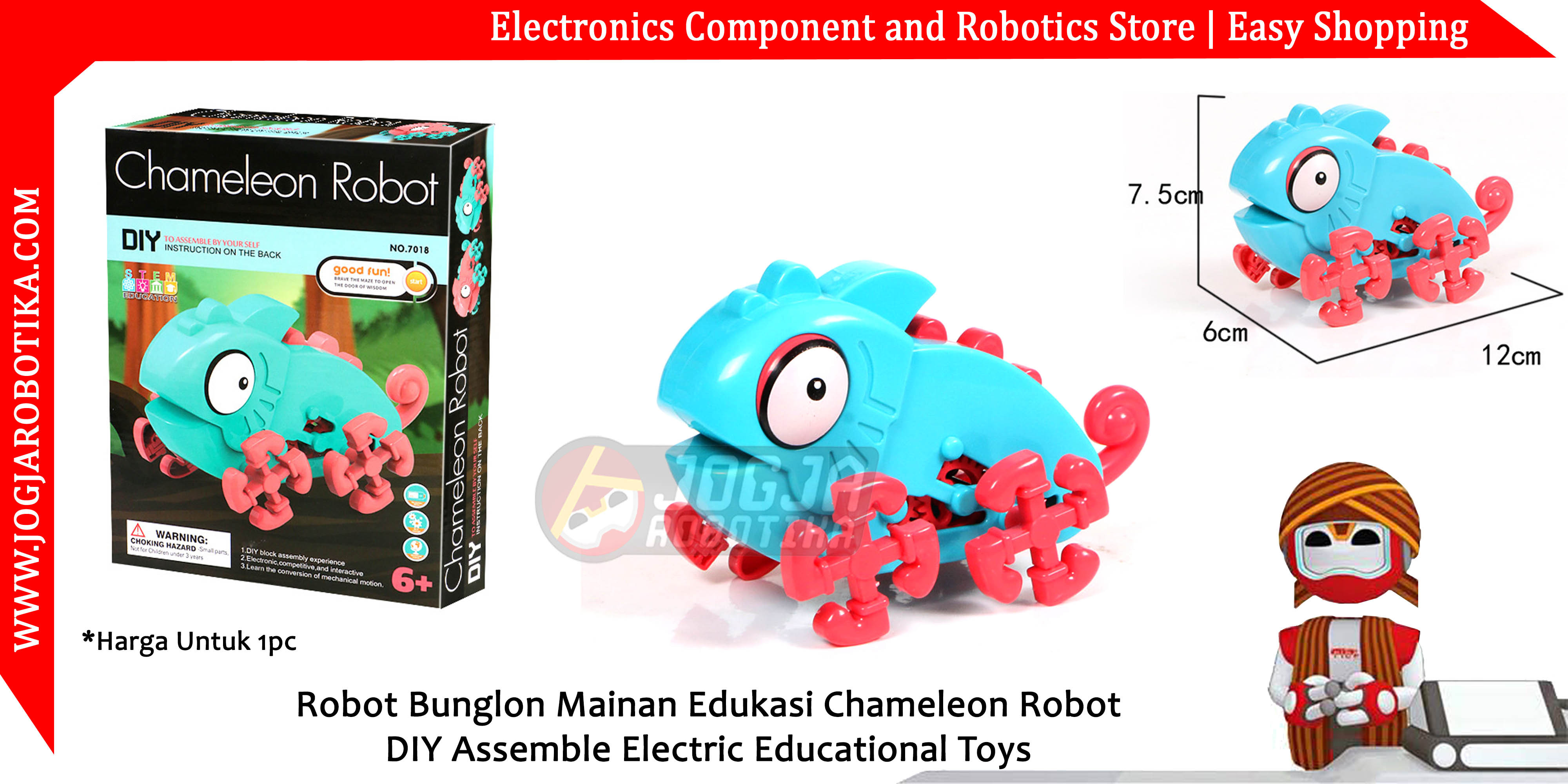 Robot Bunglon Mainan Edukasi Chameleon Robot DIY Assemble Electric Educational Toys