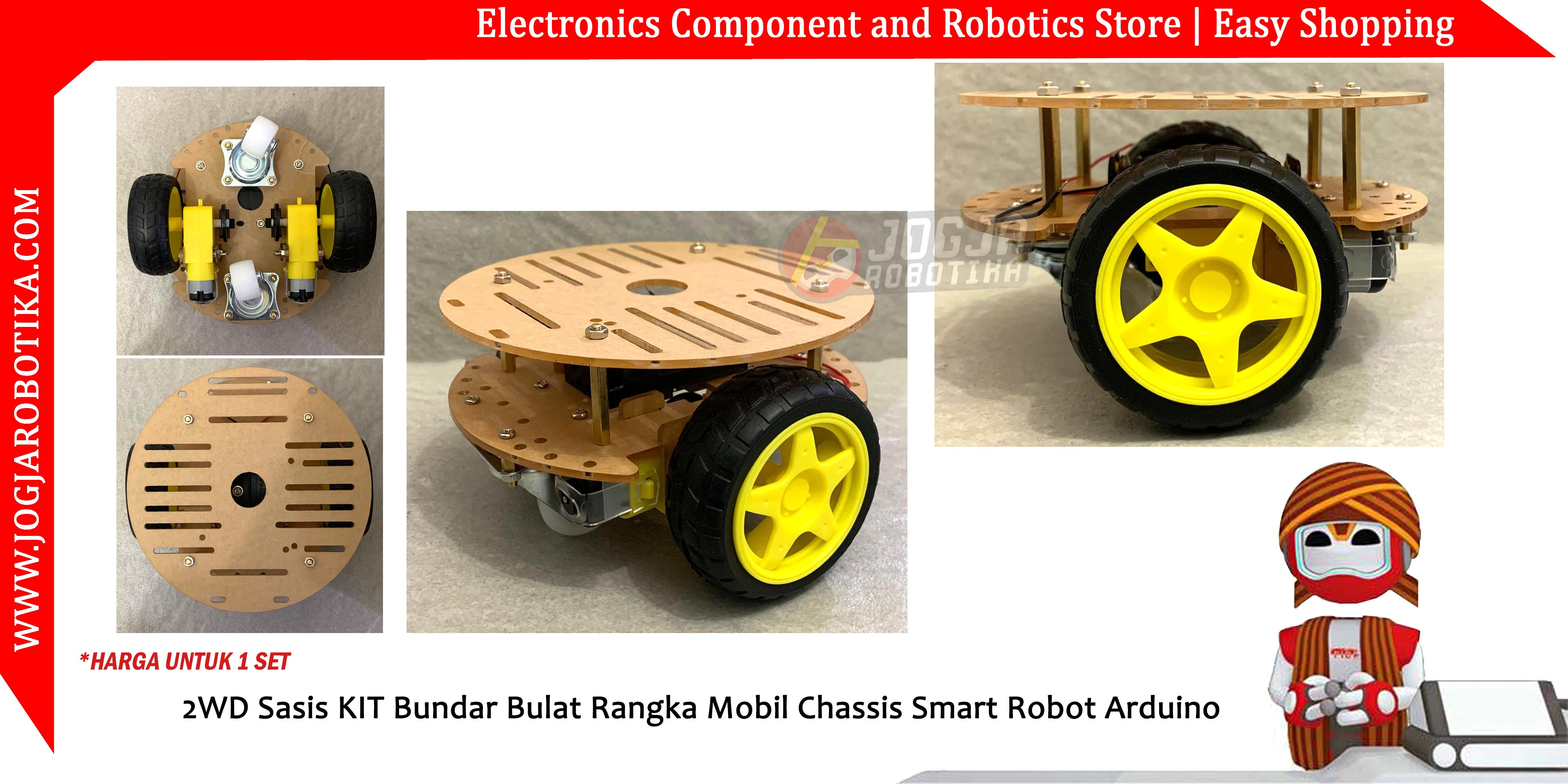 2WD Sasis KIT Bundar Bulat Rangka Mobil Chassis Smart Robot Arduino