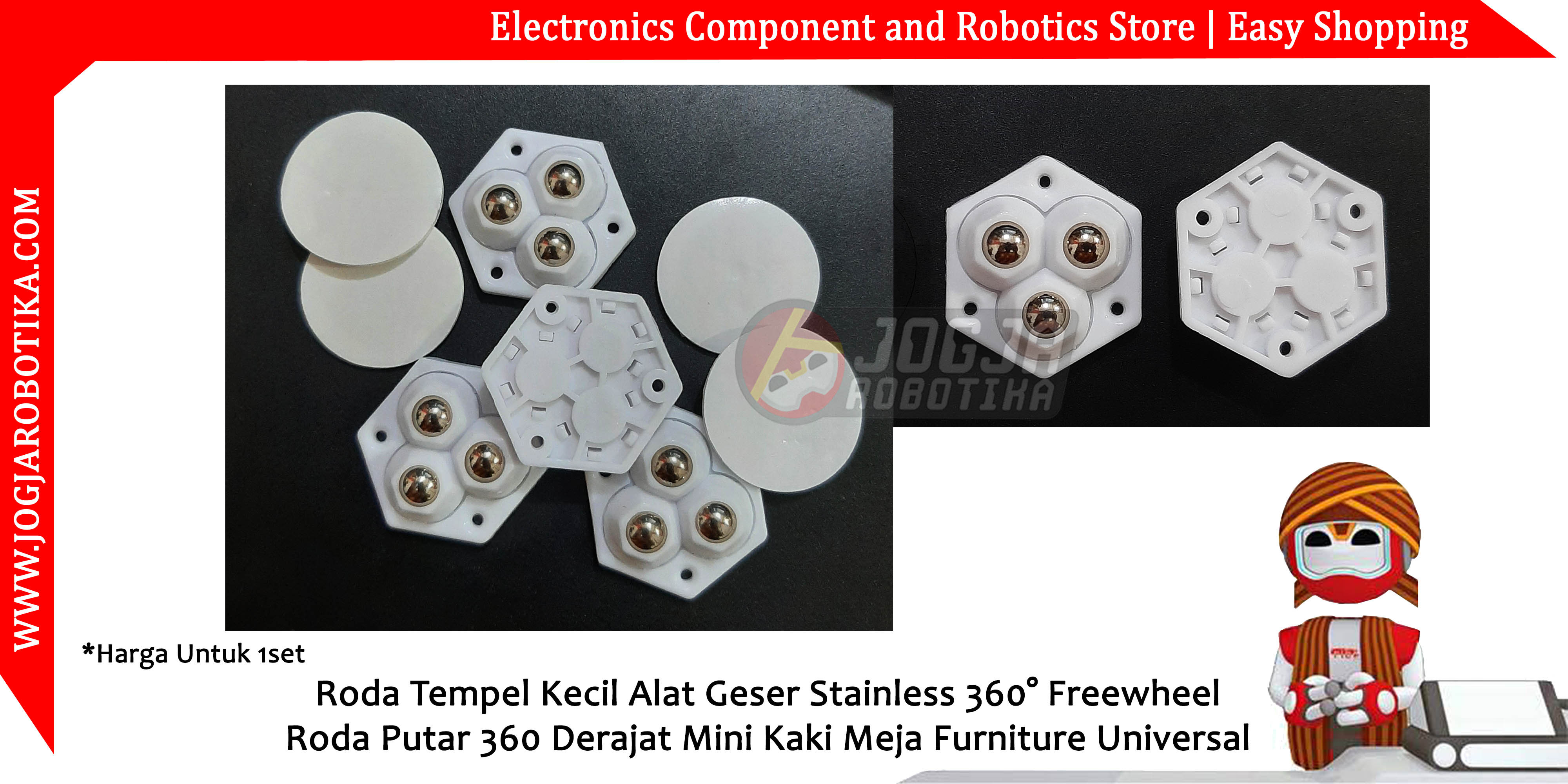 Roda Tempel Kecil Alat Geser Stainless 360° Freewheel Roda Putar 360 Derajat Mini Kaki Meja Furniture Universal