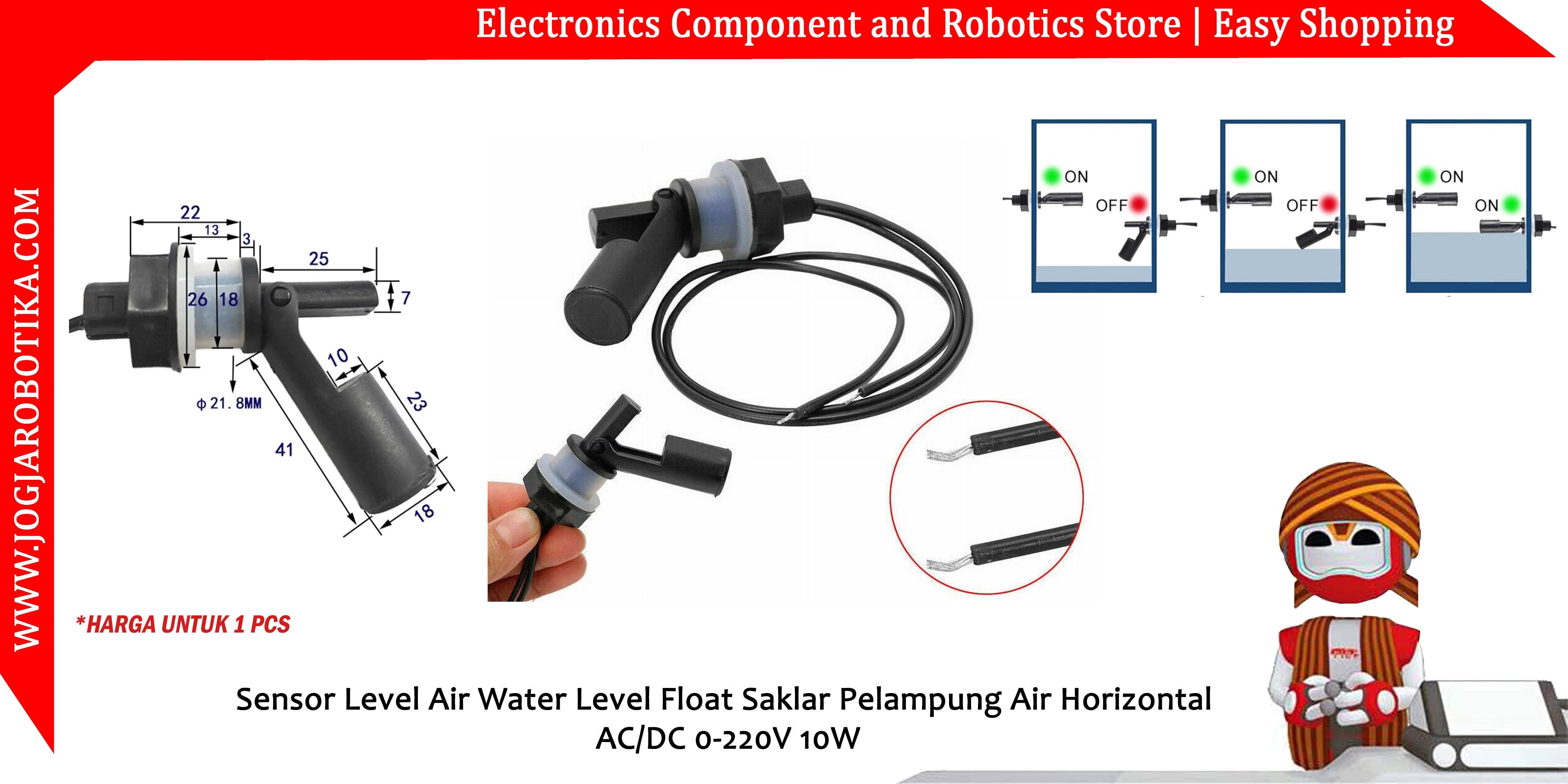 Sensor Level Air Water Level Float Saklar Pelampung Air Horizontal AC/DC 0-220V 10W