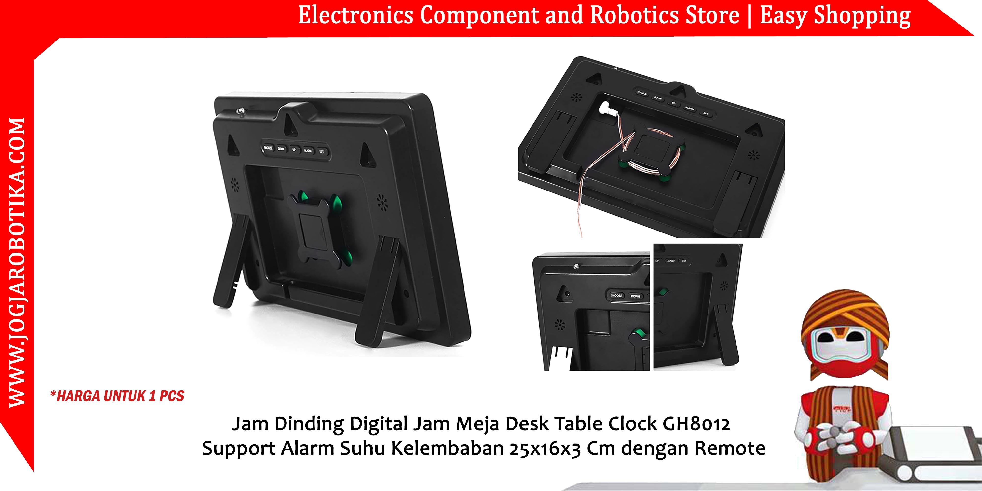Jam Dinding Digital Jam Meja Desk Table Clock GH8012 Support Alarm Suhu Kelembaban 25x16x3 Cm dengan Remote