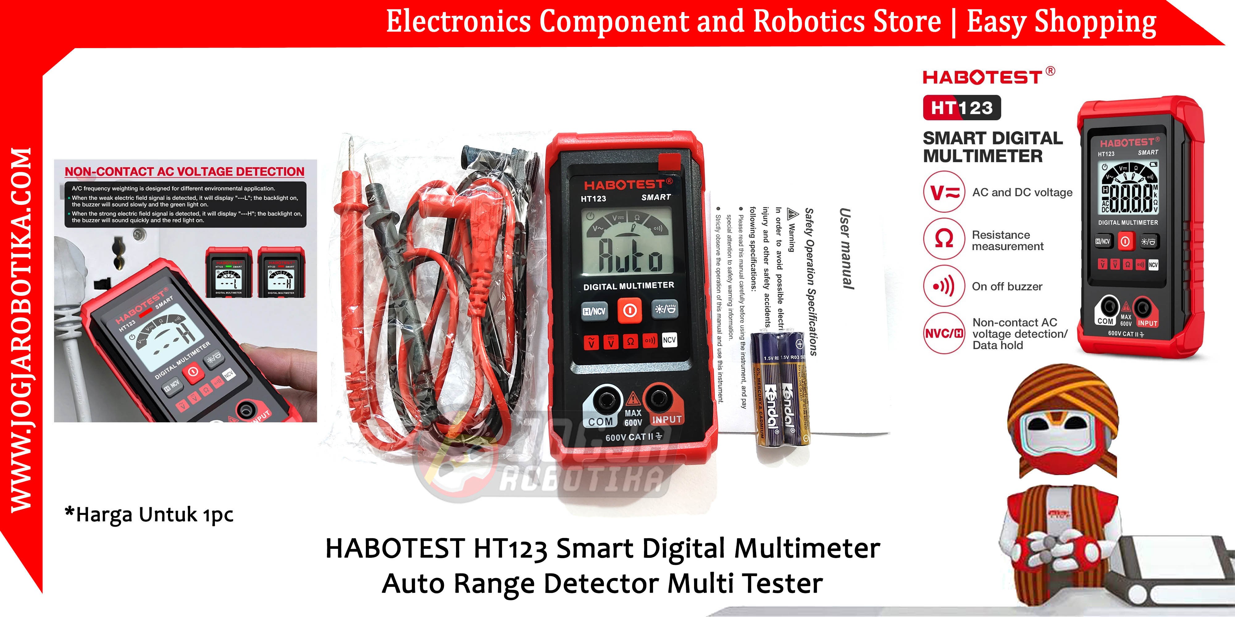 HABOTEST HT123 Smart Digital Multimeter Auto Range Detector Multi Tester
