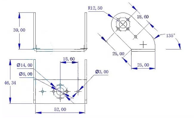 Short U-Shaped Bracket Robot PTZ Steering Gear