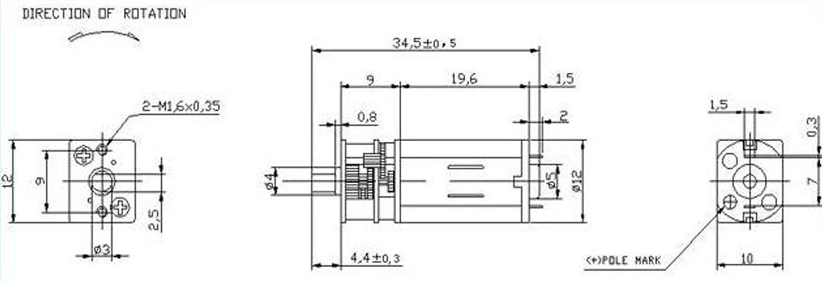 Mini Motor DC N20 12V 600Rpm Metal Gear Gearbox