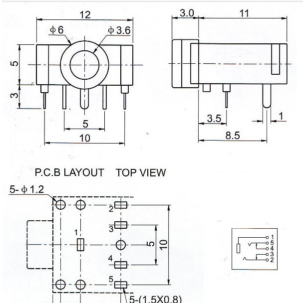 3.5mm Stereo Jack Socket Audio 3F07