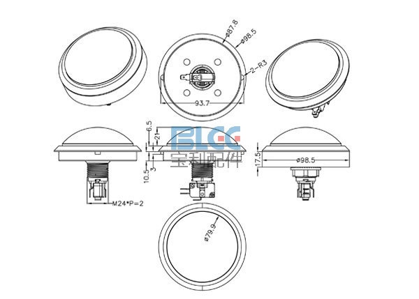 Tombol Acara Kuis Round Convex Illuminated Push Button With LED 100mm-Red