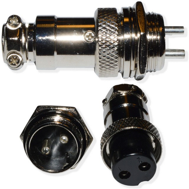 Aviation Plug 2-Pin 16mm GX16-2 Metal Male Female Panel Connector