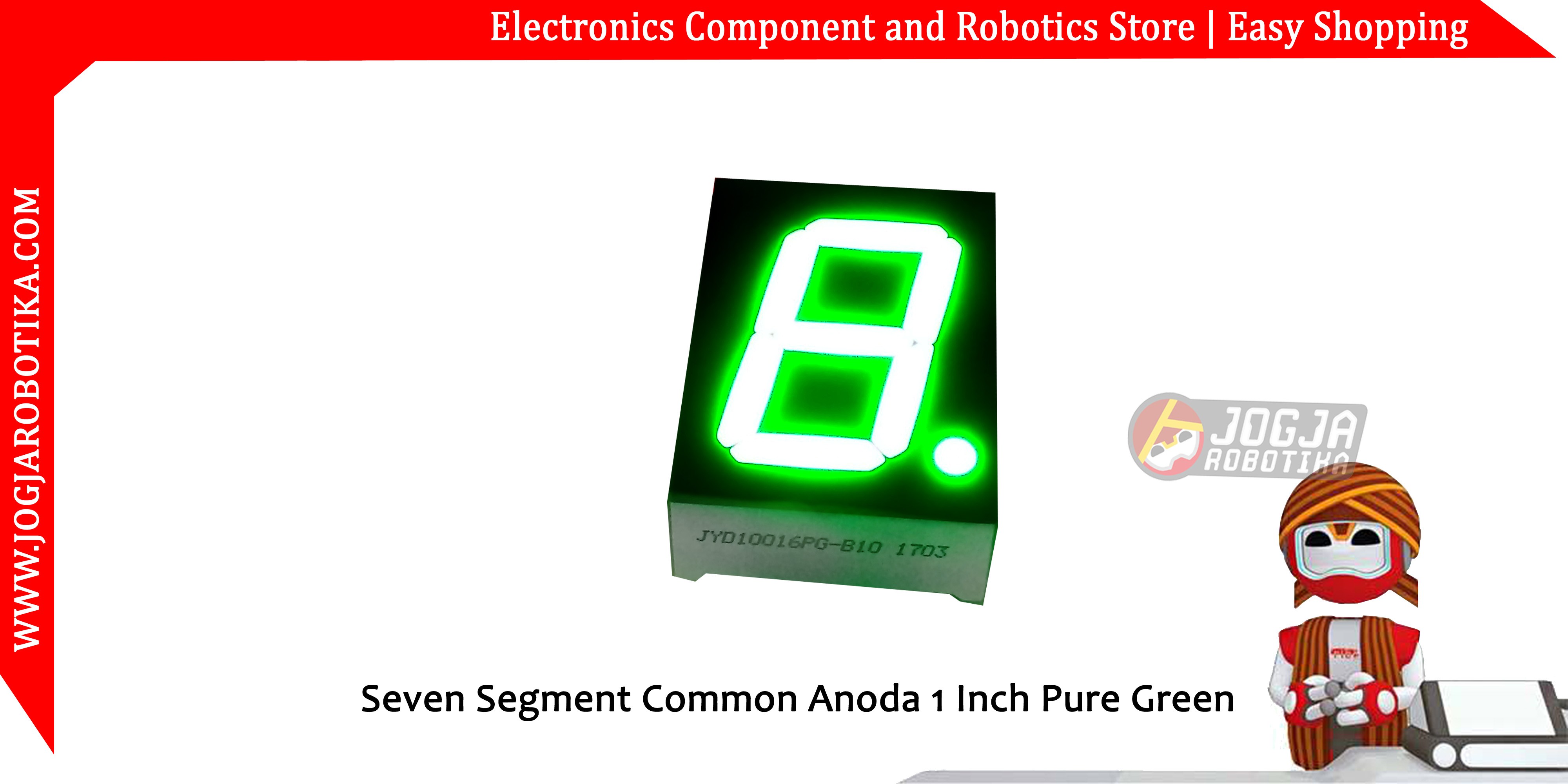 Seven Segment Common Anoda 1 Inch - Hijau (Pure Green)