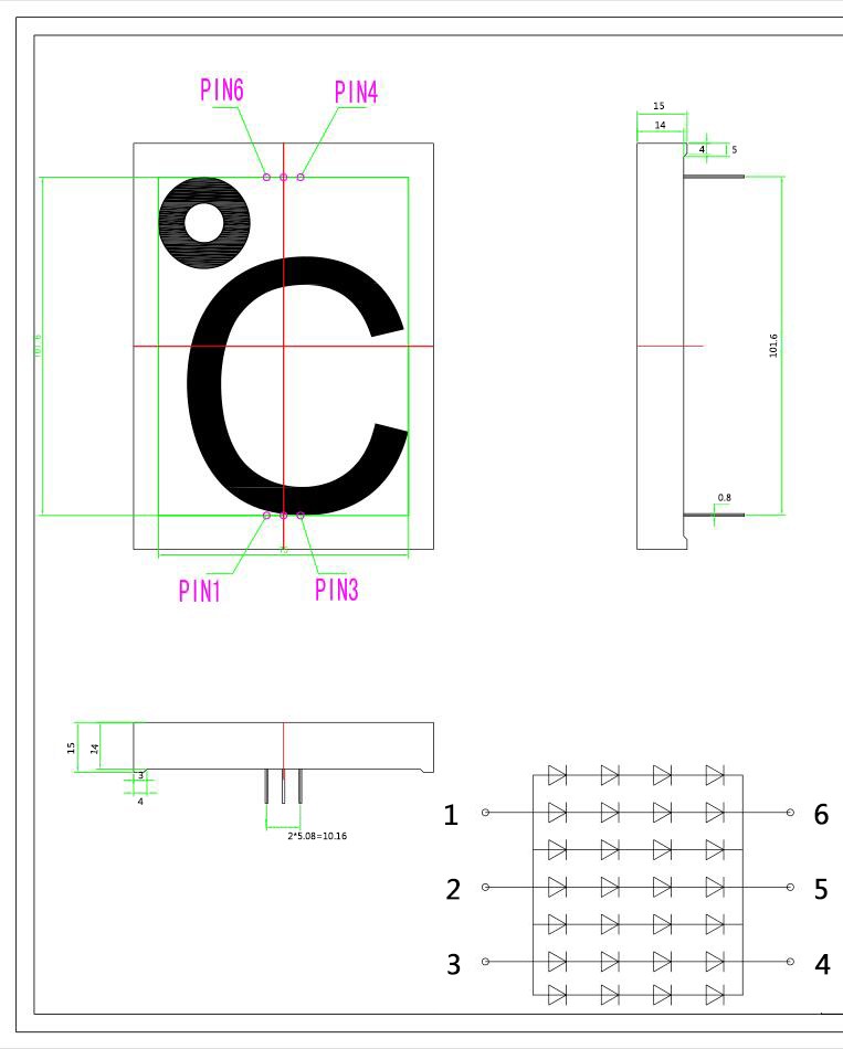 4 Inch Celcius °C Segment Pure Green
