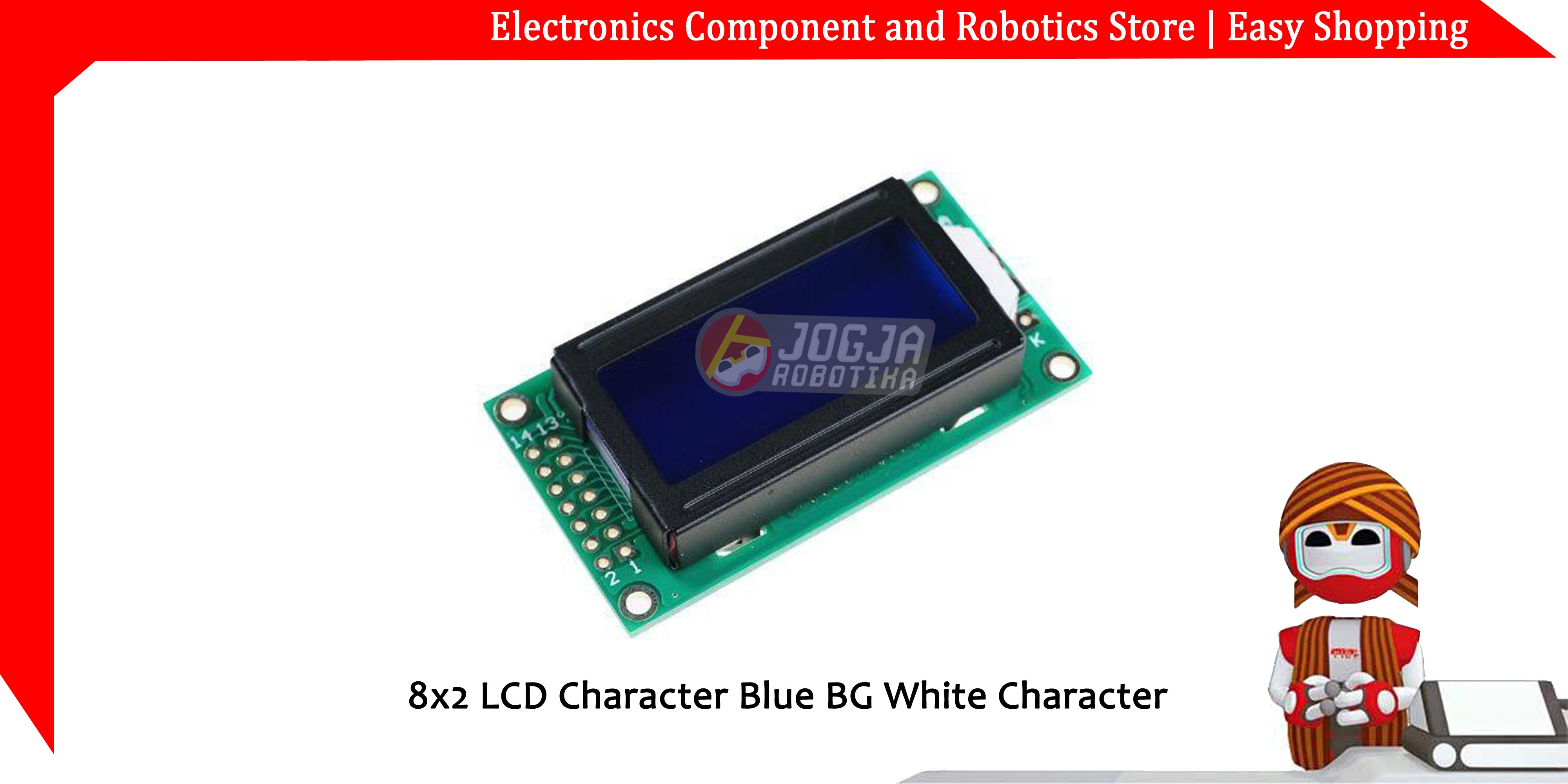 8x2 LCD Character Blue BG White Character