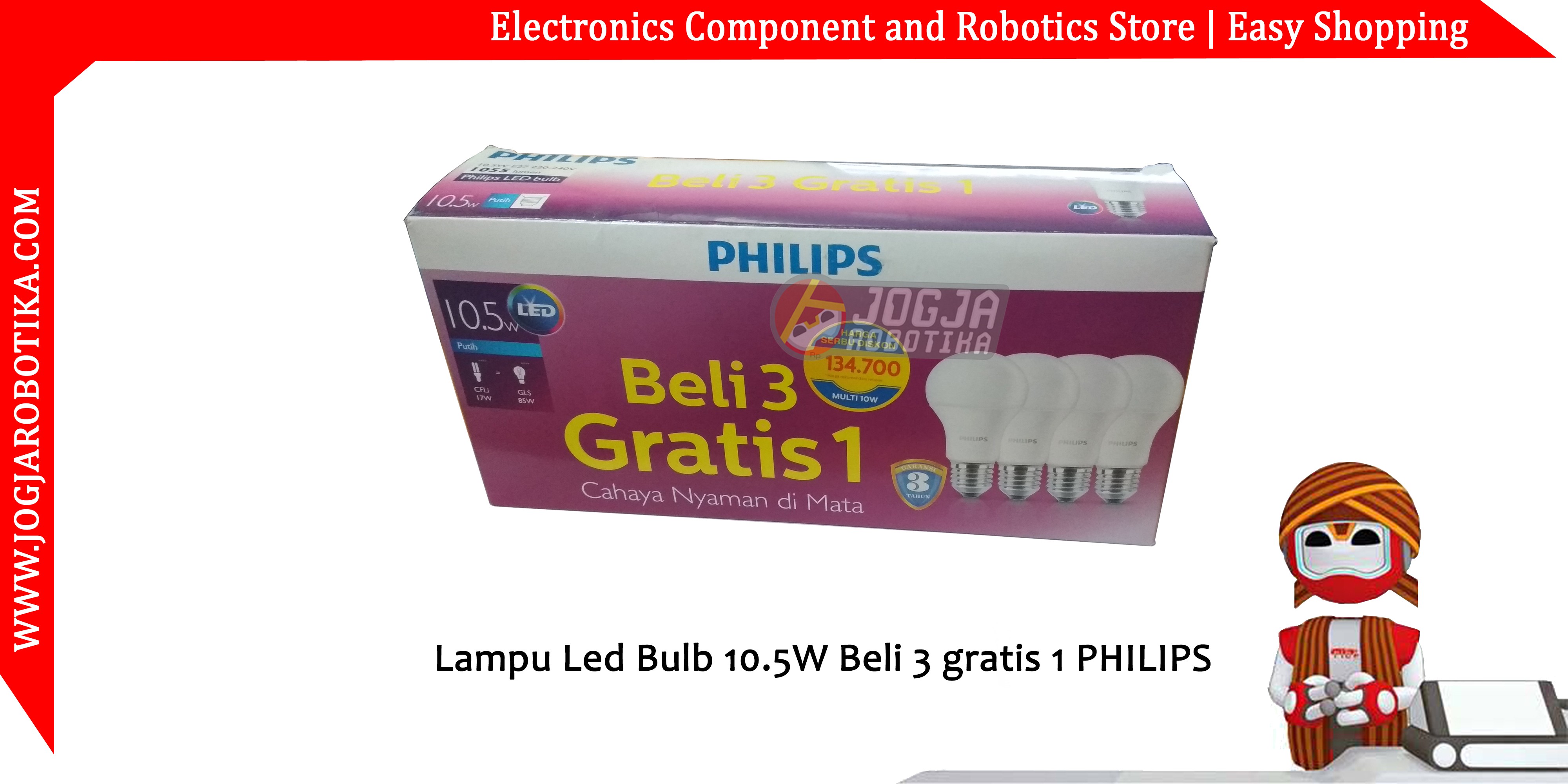 Lampu Led Bulb 10.5W Beli 3 gratis 1 PHILIPS